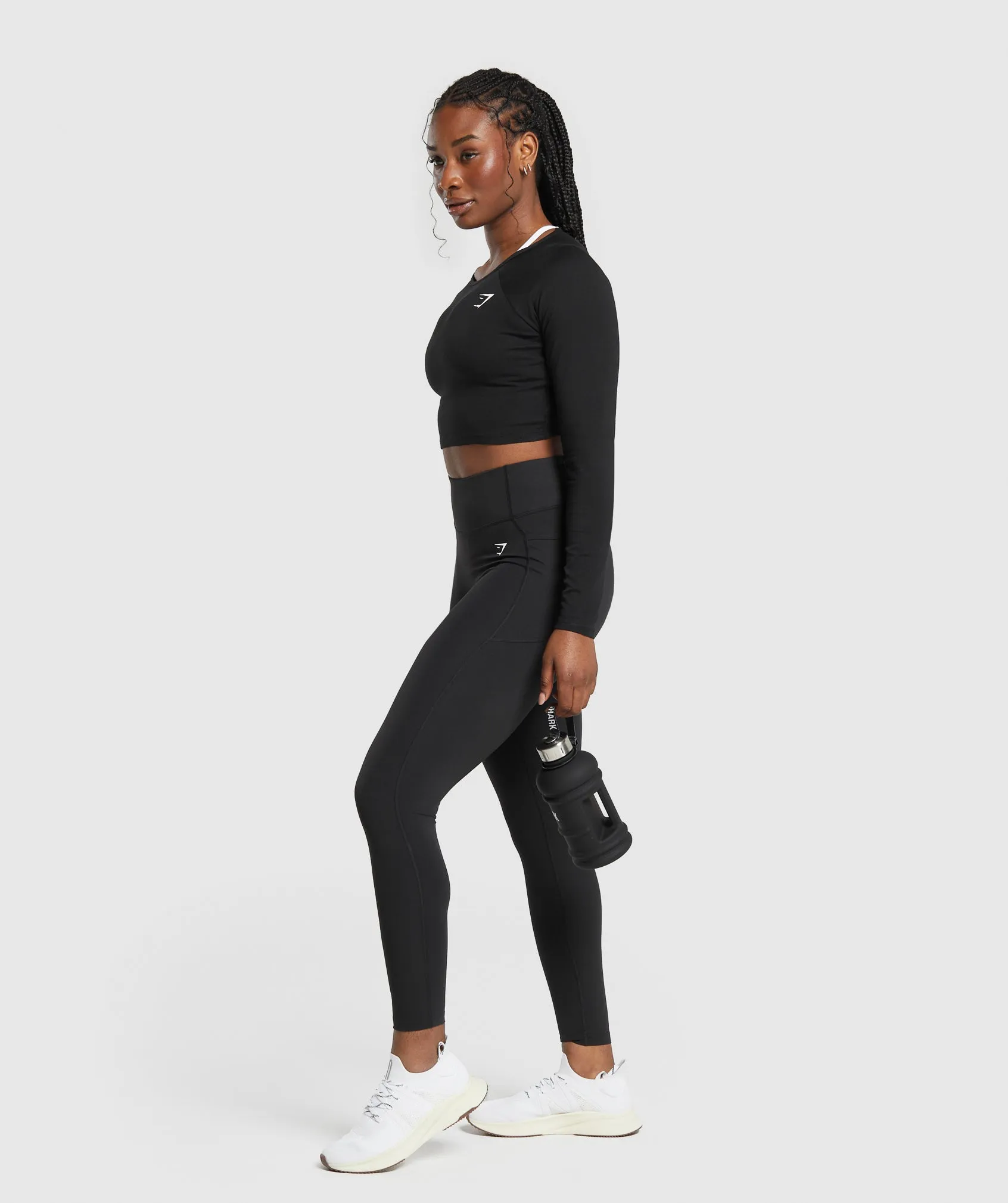Gymshark Lifting Essential Long Sleeve Crop Top - Black sold by Gymshark product image thumbnail 4