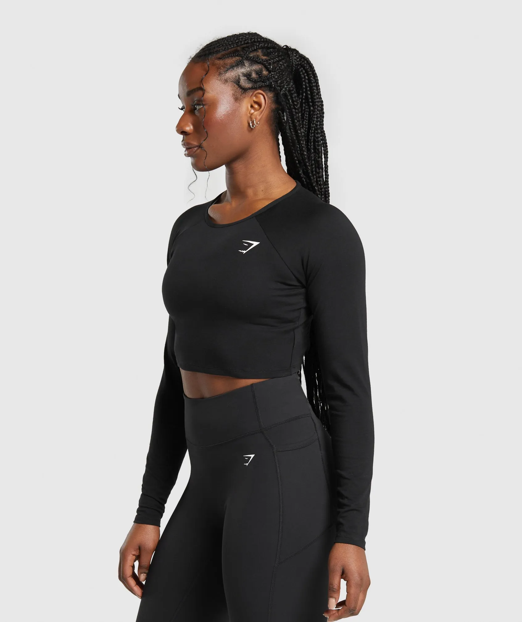 Gymshark Lifting Essential Long Sleeve Crop Top - Black sold by Gymshark product image thumbnail 3