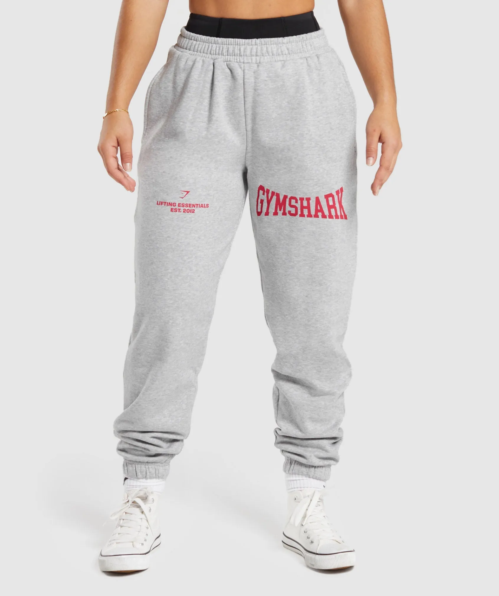Gymshark Lifting Essentials Graphic Joggers - Light Grey Core Marl sold by Gymshark