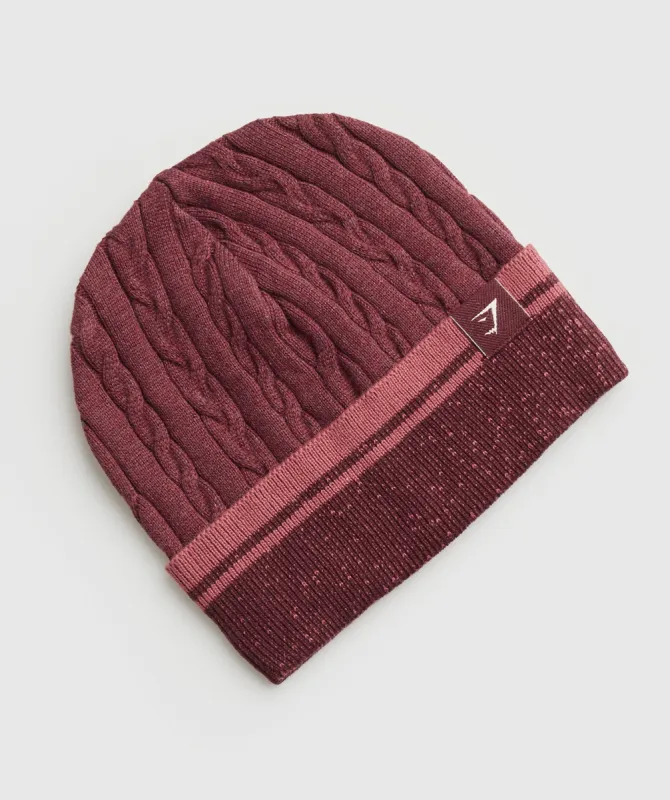 Gymshark Cable Beanie - Rich Maroon sold by Gymshark