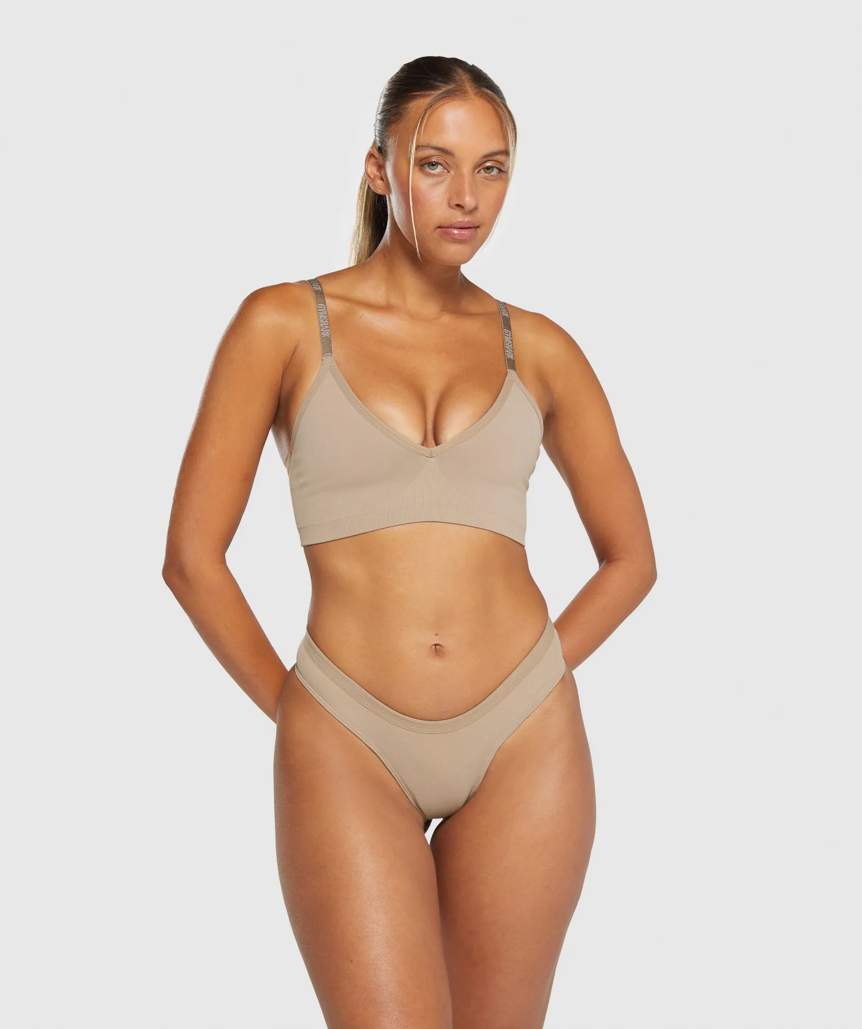 Gymshark Seamless Dipped Front Thong - Cement Brown sold by Gymshark product image thumbnail 4