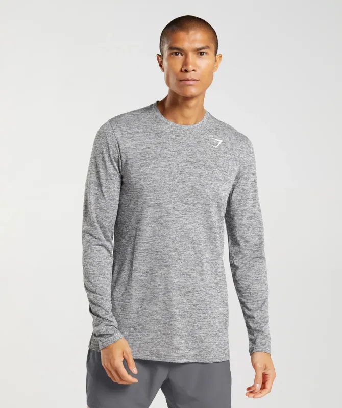 Gymshark Arrival Long Sleeve T-Shirt - Silhouette Grey/Light Grey Marl sold by Gymshark