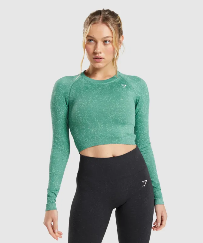 Gymshark Adapt Fleck Seamless Long Sleeve Crop Top - Mineral | Alpine Green sold by Gymshark