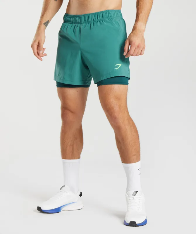 Gymshark Sport 5" 2 In 1 Shorts - Slate Blue/Winter Teal sold by Gymshark