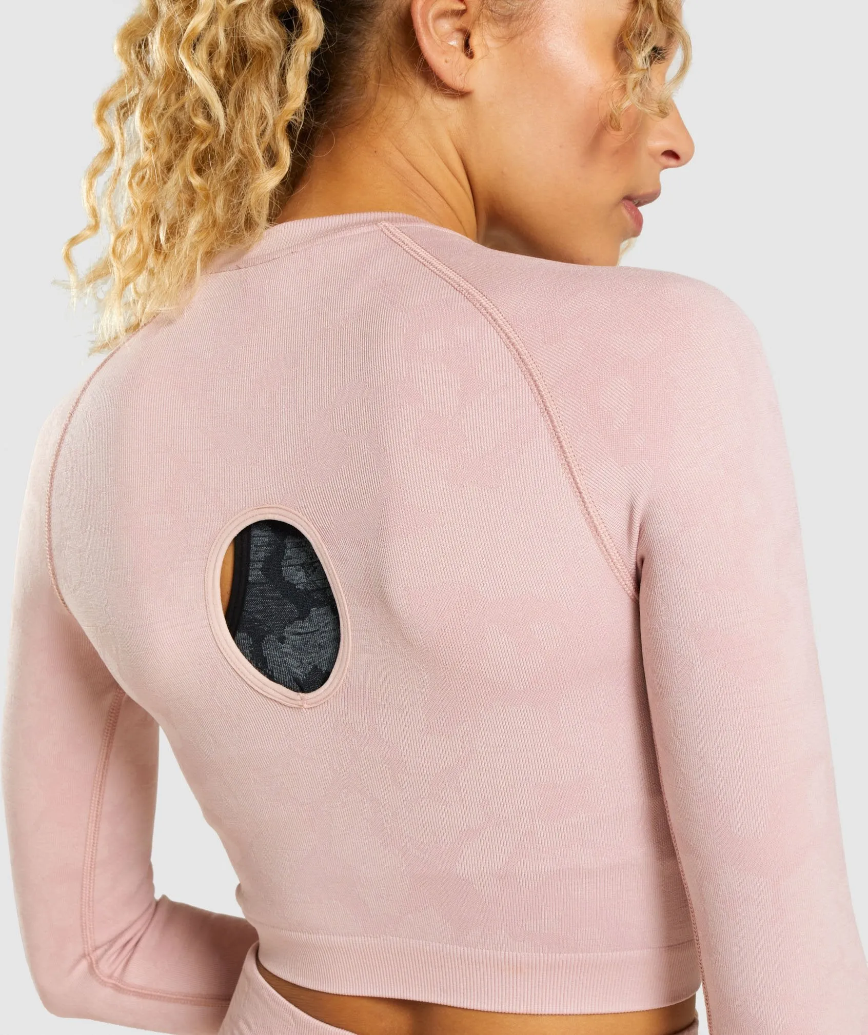 Gymshark Adapt Camo Seamless Long Sleeve Crop Top - Light Pink sold by Gymshark product image thumbnail 5