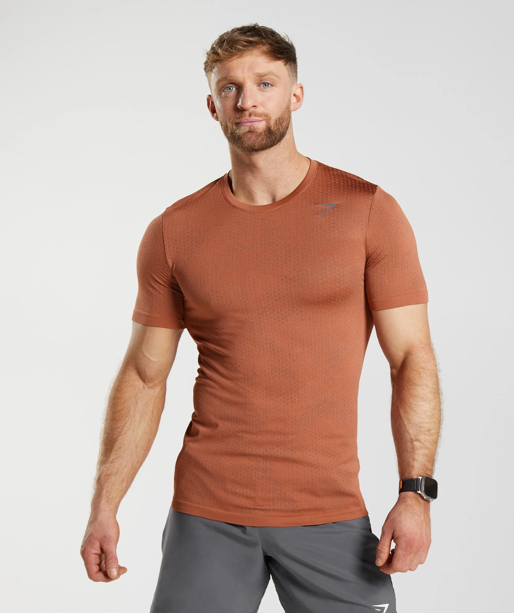 Gymshark Sport Seamless T-Shirt - Persimmon Red/Warm Brown sold by Gymshark
