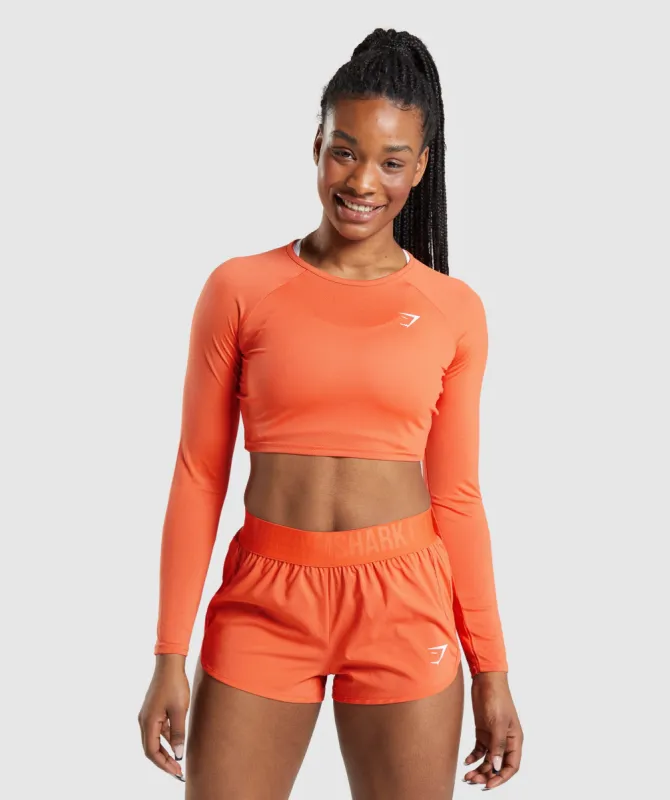 Gymshark Training Long Sleeve Crop Top - Papaya Orange sold by Gymshark
