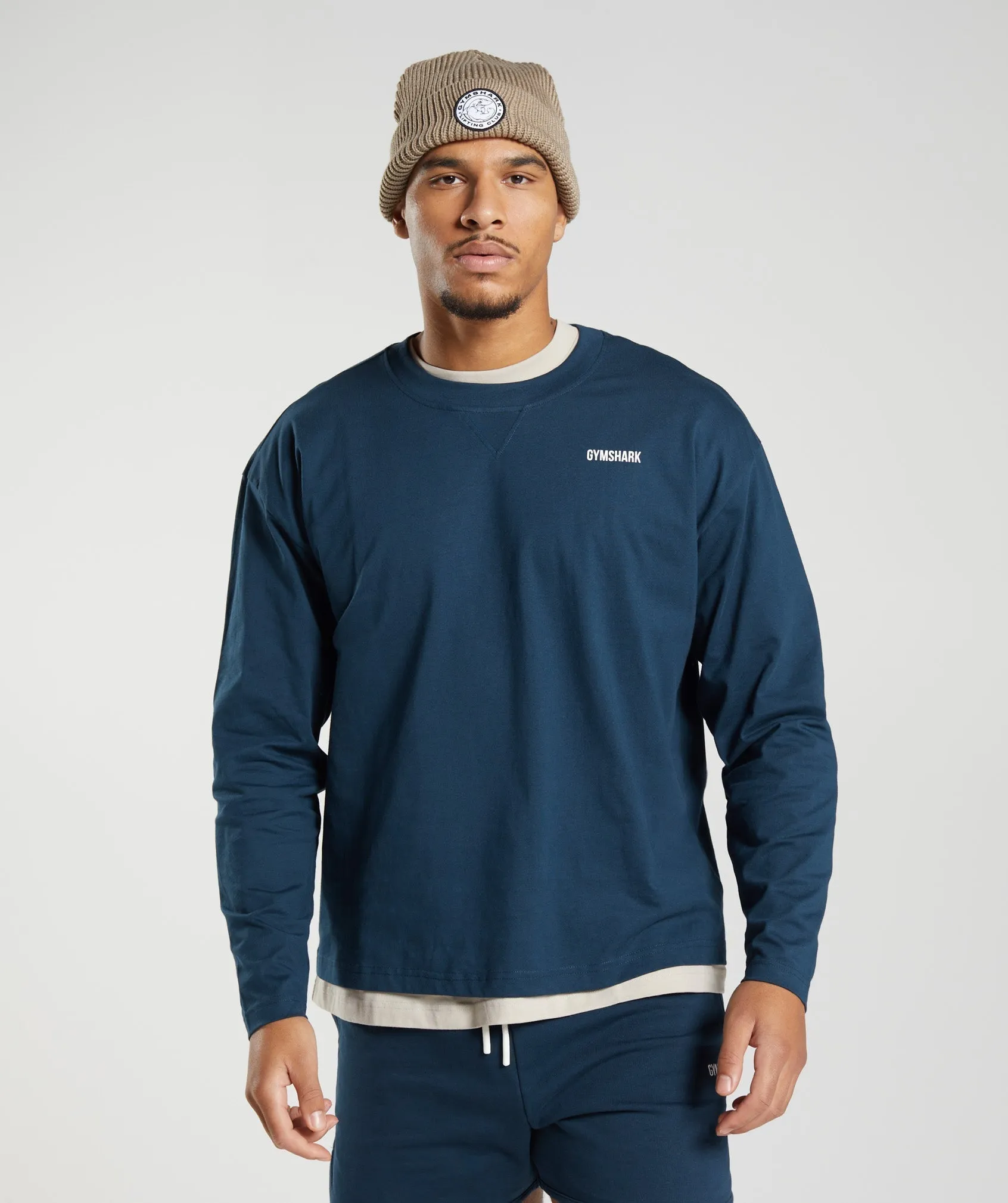 Gymshark Rest Day Sweats Long Sleeve T-Shirt - Navy sold by Gymshark product image thumbnail 2