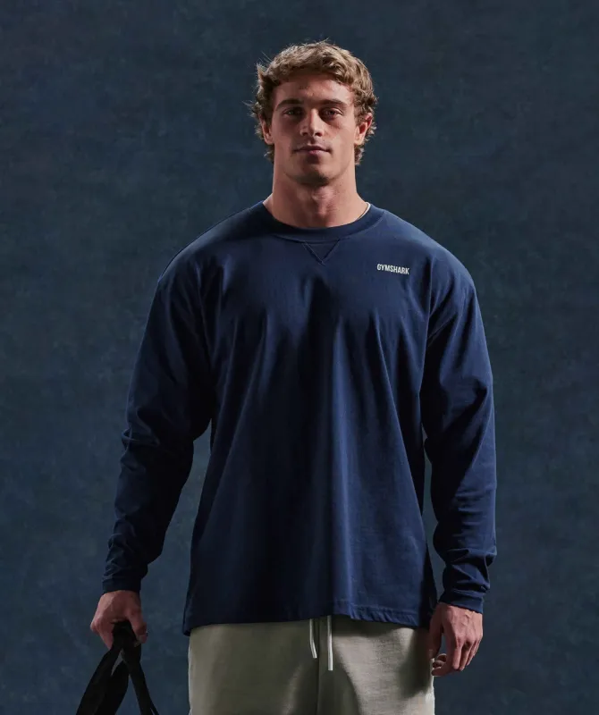 Gymshark Rest Day Sweats Long Sleeve T-Shirt - Navy sold by Gymshark