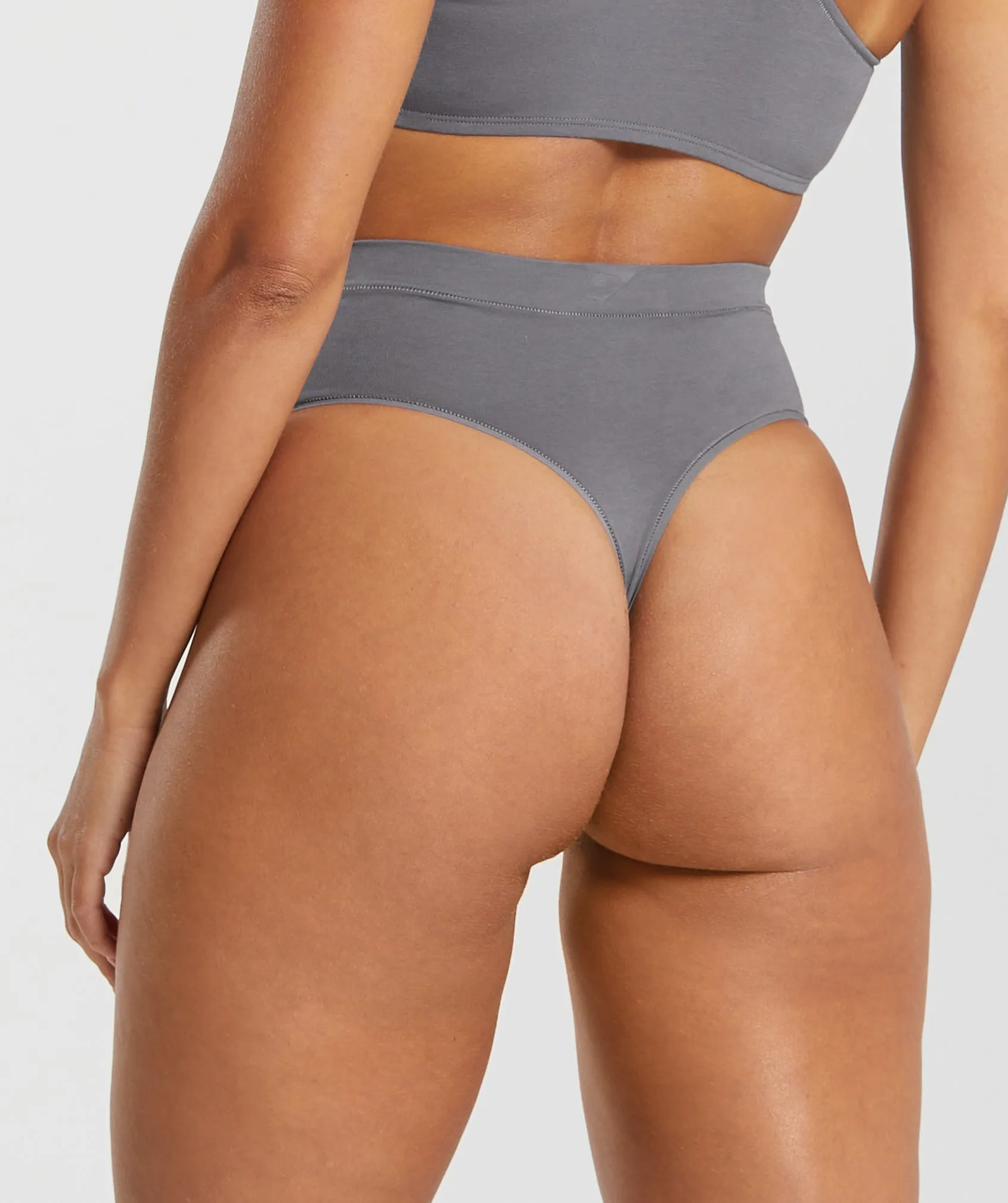 Gymshark Cotton High Waisted Thong - Brushed Grey sold by Gymshark product image thumbnail 2