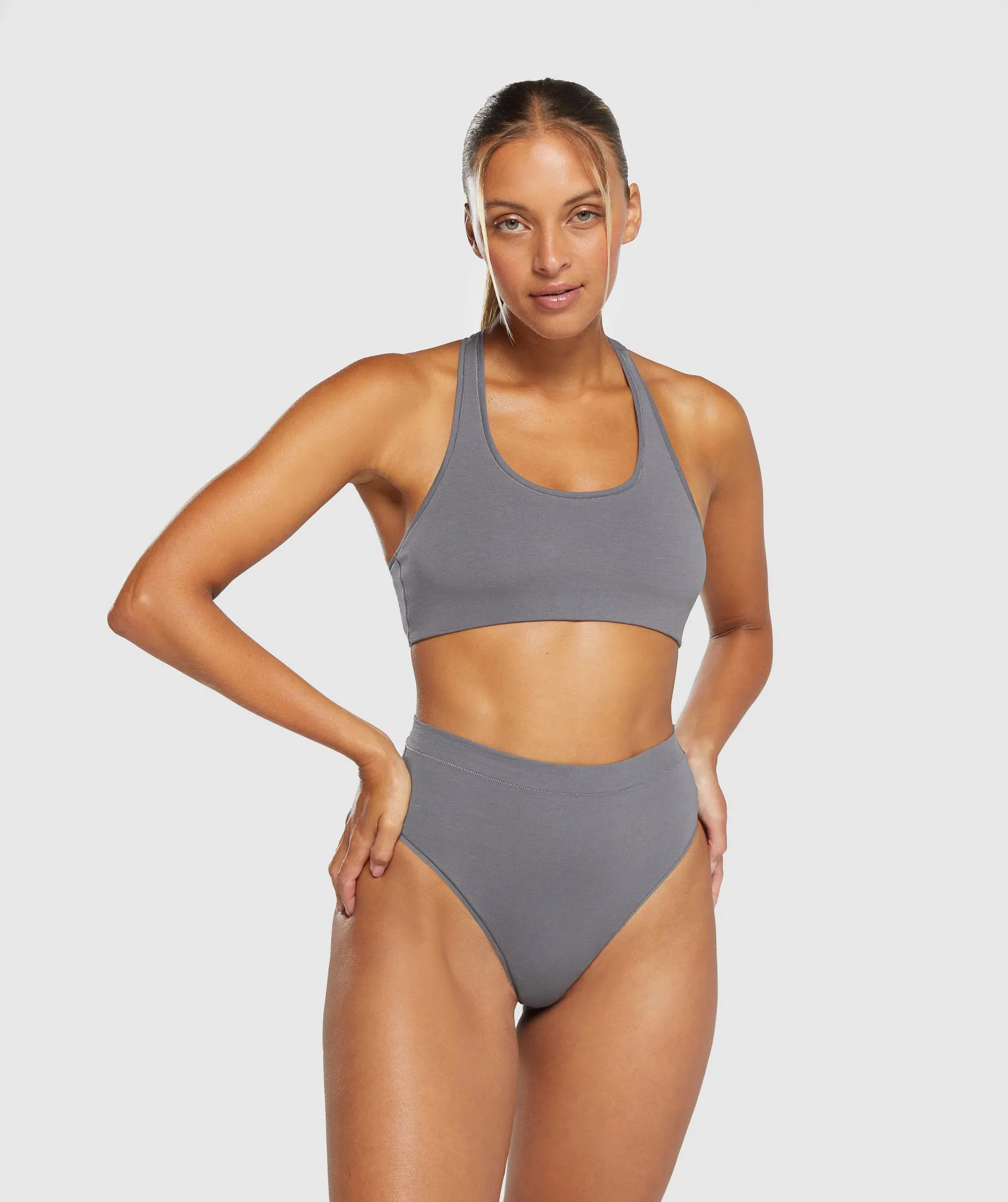 Gymshark Cotton High Waisted Thong - Brushed Grey sold by Gymshark product image thumbnail 3