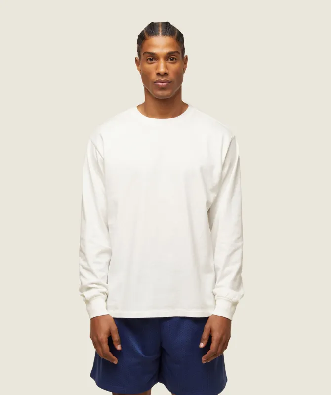 Gymshark everywear Relaxed Long Sleeve Tee - Soft White sold by Gymshark