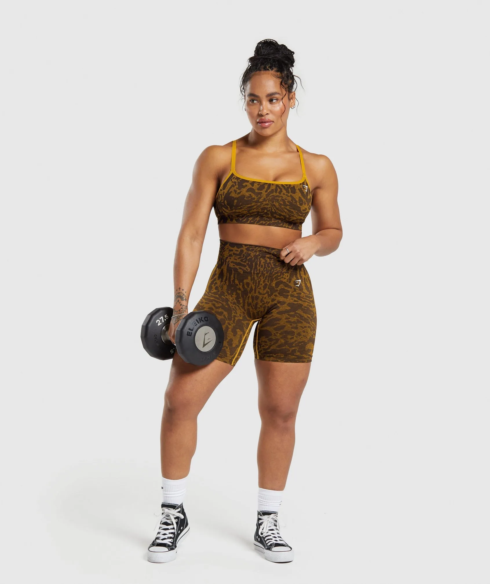 Gymshark Adapt Safari Seamless Sports Bra - Archive Brown/Burnt Yellow sold by Gymshark product image thumbnail 4