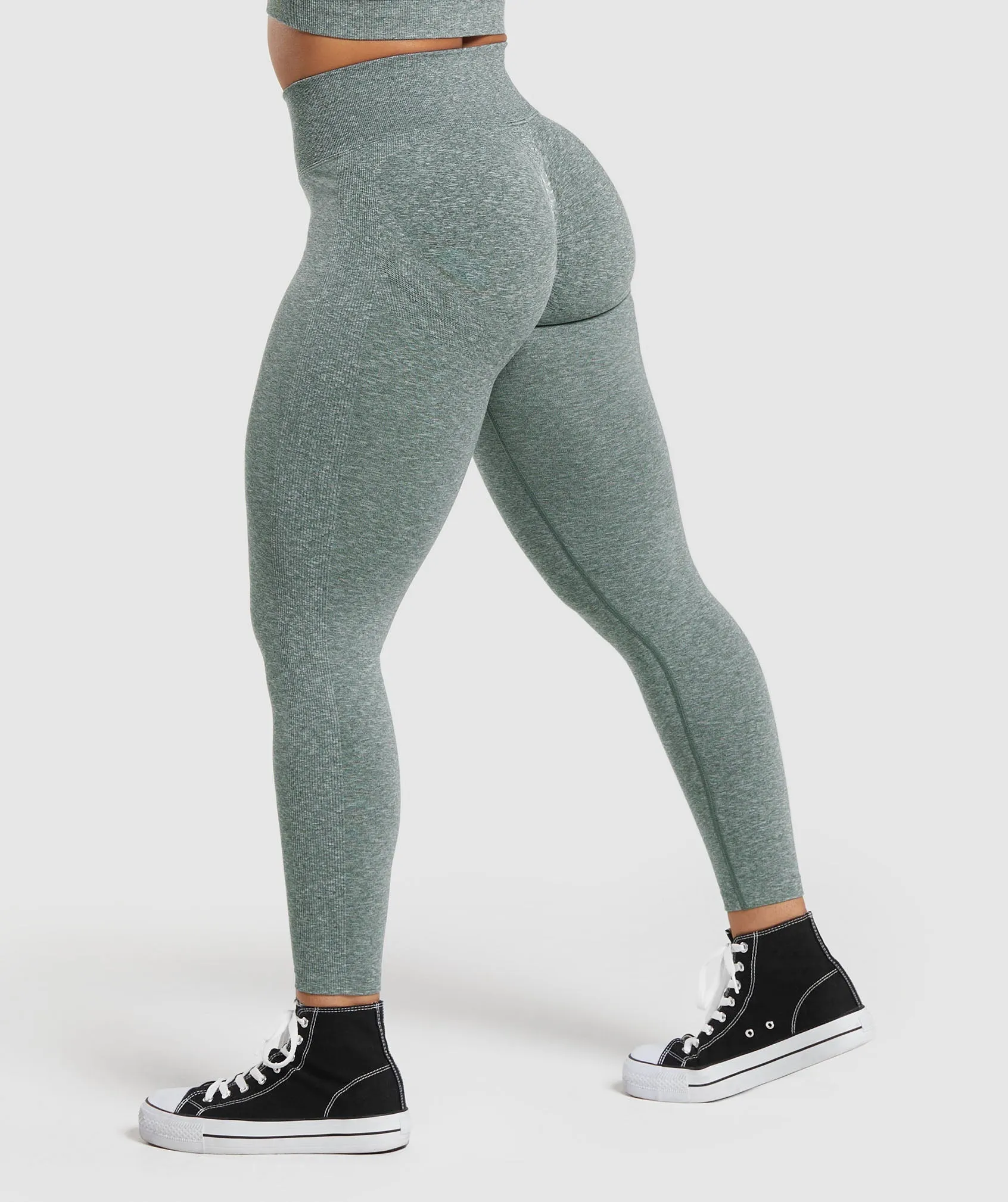 Gymshark Lift Contour Seamless Leggings - Slate Teal/White Marl sold by Gymshark product image thumbnail 4