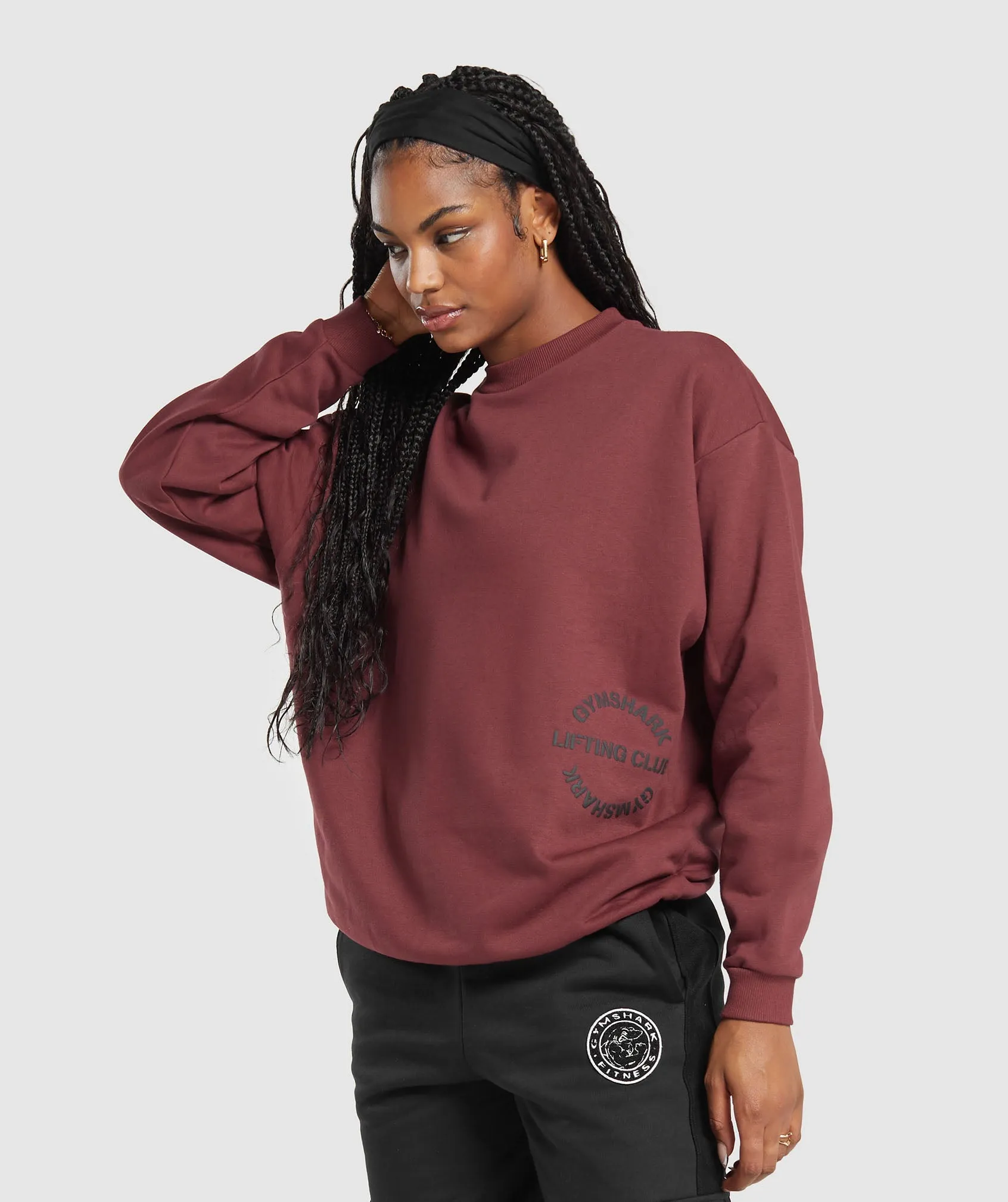 Gymshark Built Oversized Sweatshirt - Washed Burgundy sold by Gymshark product image thumbnail 3