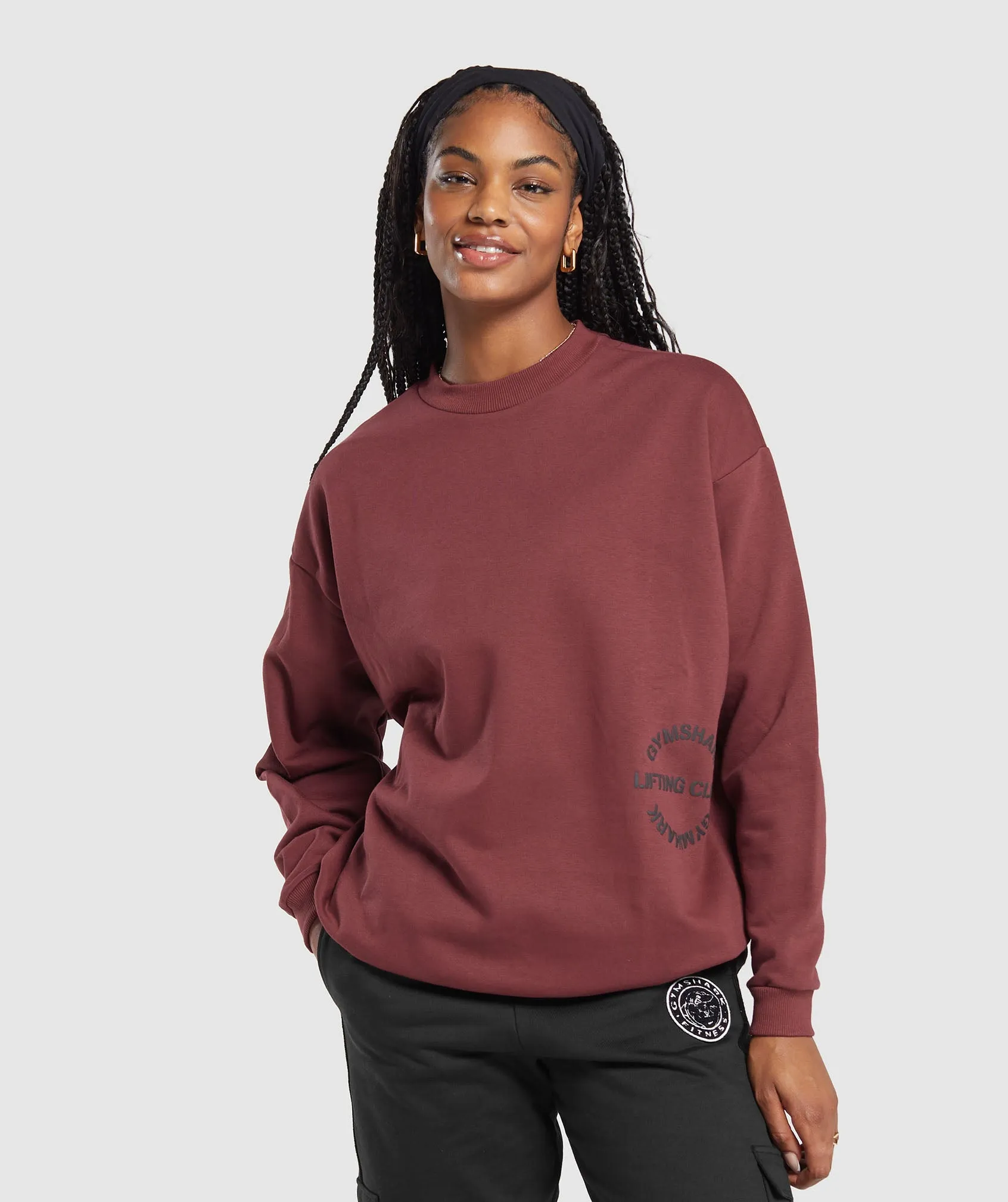 Gymshark Built Oversized Sweatshirt - Washed Burgundy sold by Gymshark product image thumbnail 2