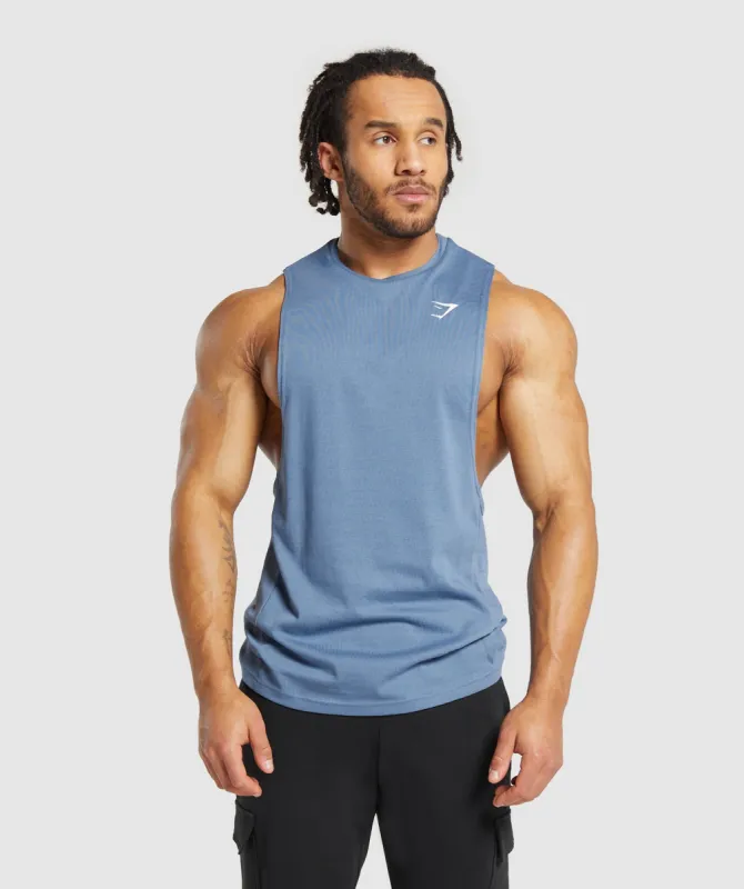 Gymshark React Drop Arm Tank - Faded Blue sold by Gymshark