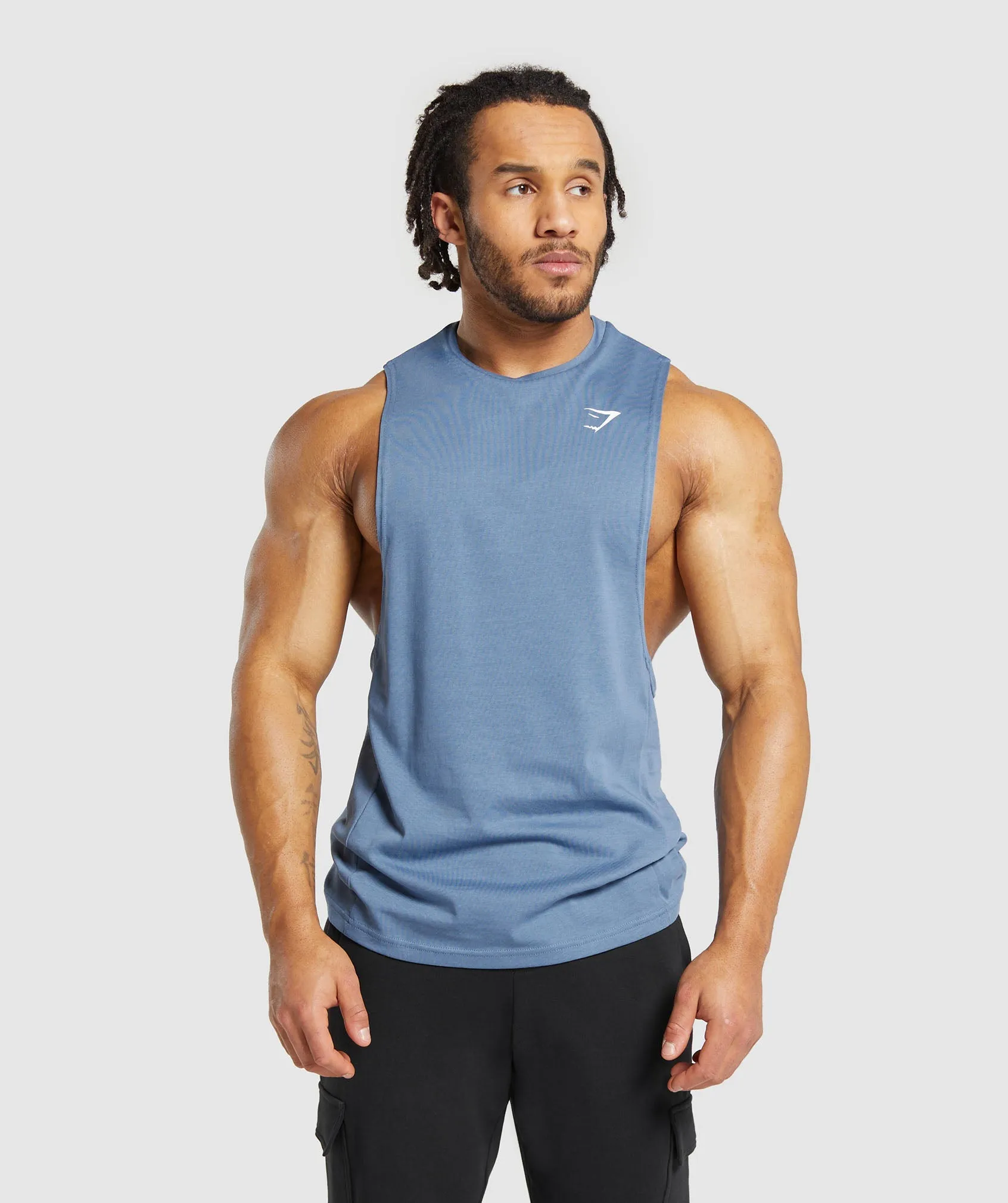 Gymshark React Drop Arm Tank - Faded Blue sold by Gymshark