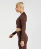Gymshark Adapt Marl Seamless Long Sleeve Crop Top - Archive Brown/Cherry Brown sold by Gymshark