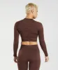 Gymshark Adapt Marl Seamless Long Sleeve Crop Top - Archive Brown/Cherry Brown sold by Gymshark