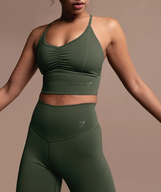 Gymshark Elevate Longline Sports Bra - Moss Olive sold by Gymshark