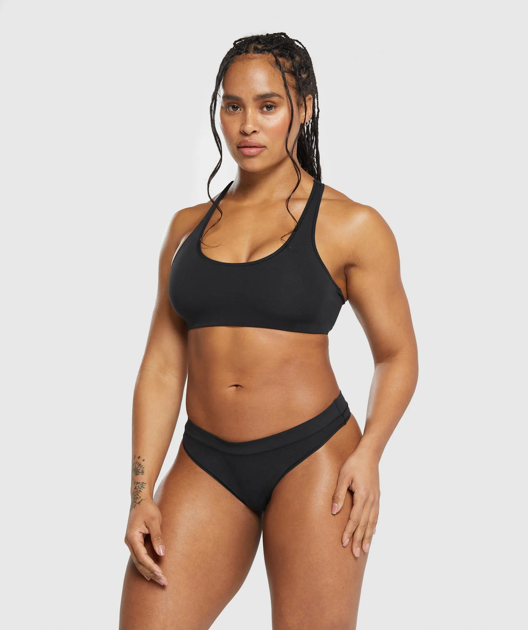 Gymshark Cotton High Leg Thong - Black sold by Gymshark product image thumbnail 4