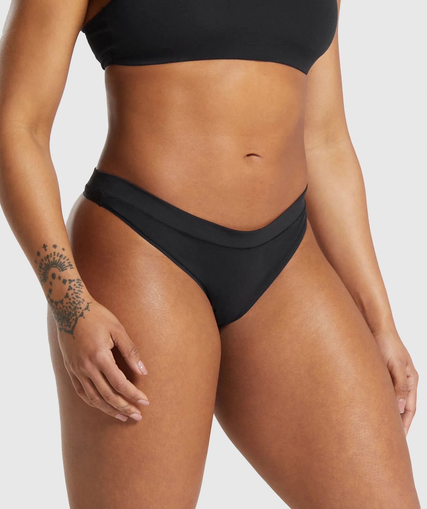 Gymshark Cotton High Leg Thong - Black sold by Gymshark product image thumbnail 3