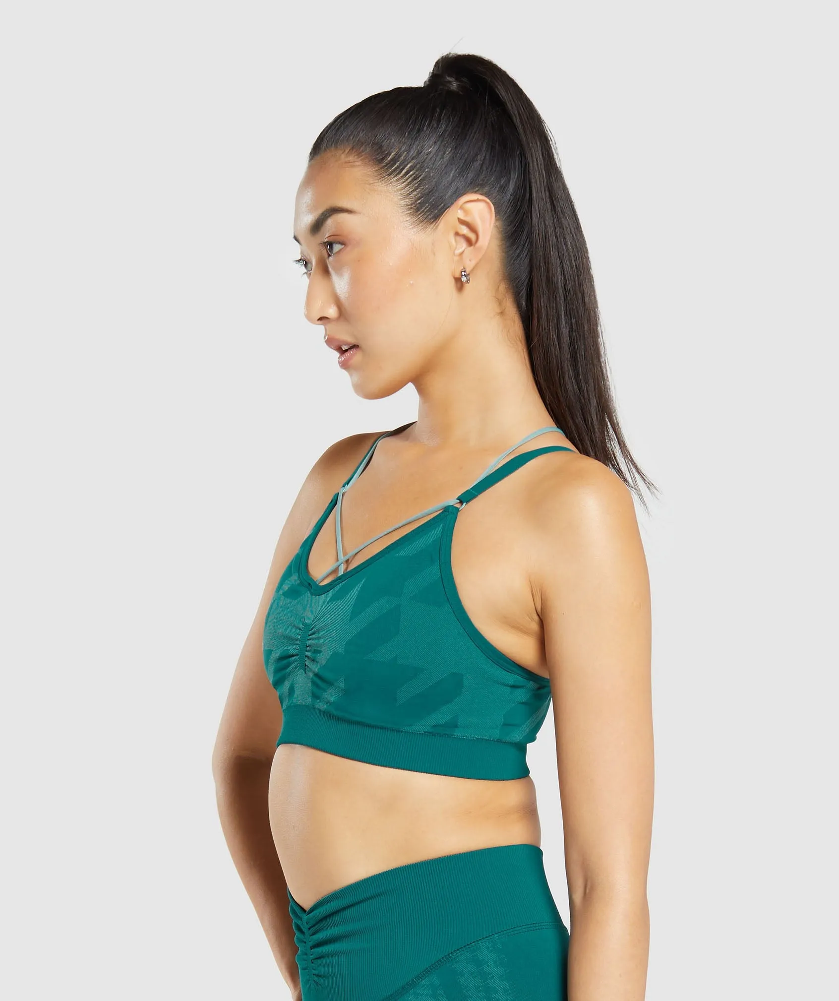 Gymshark Apex Limit Seamless Ruched Sports Bra - Deep Teal/Duck Egg Blue sold by Gymshark product image thumbnail 3