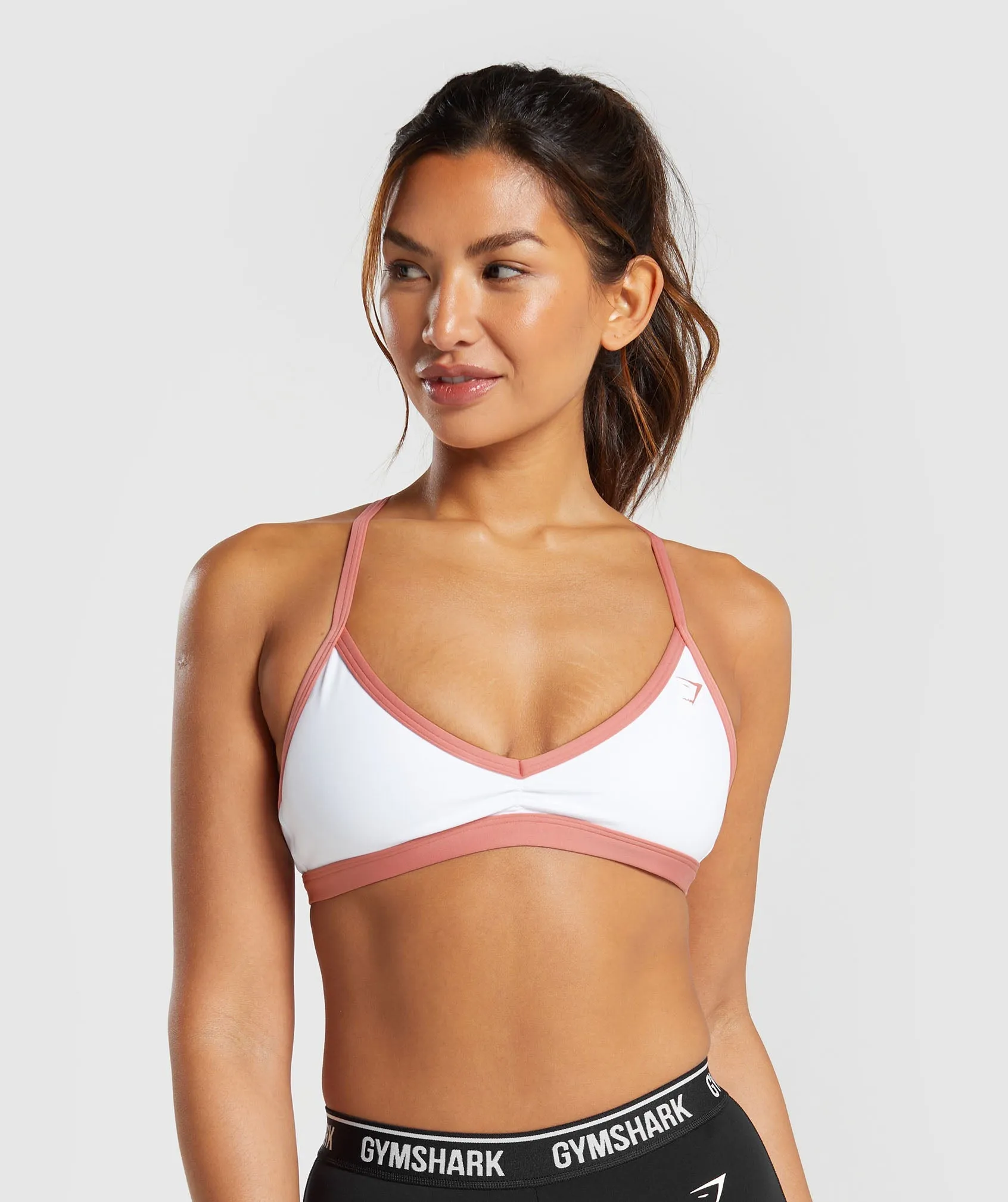 Gymshark Minimal Sports Bra - White/Classic Pink sold by Gymshark