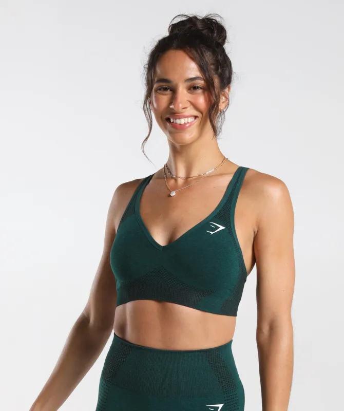 Gymshark Vital Seamless 2.0 V Neck Sports Bra - Deep Teal Marl sold by Gymshark