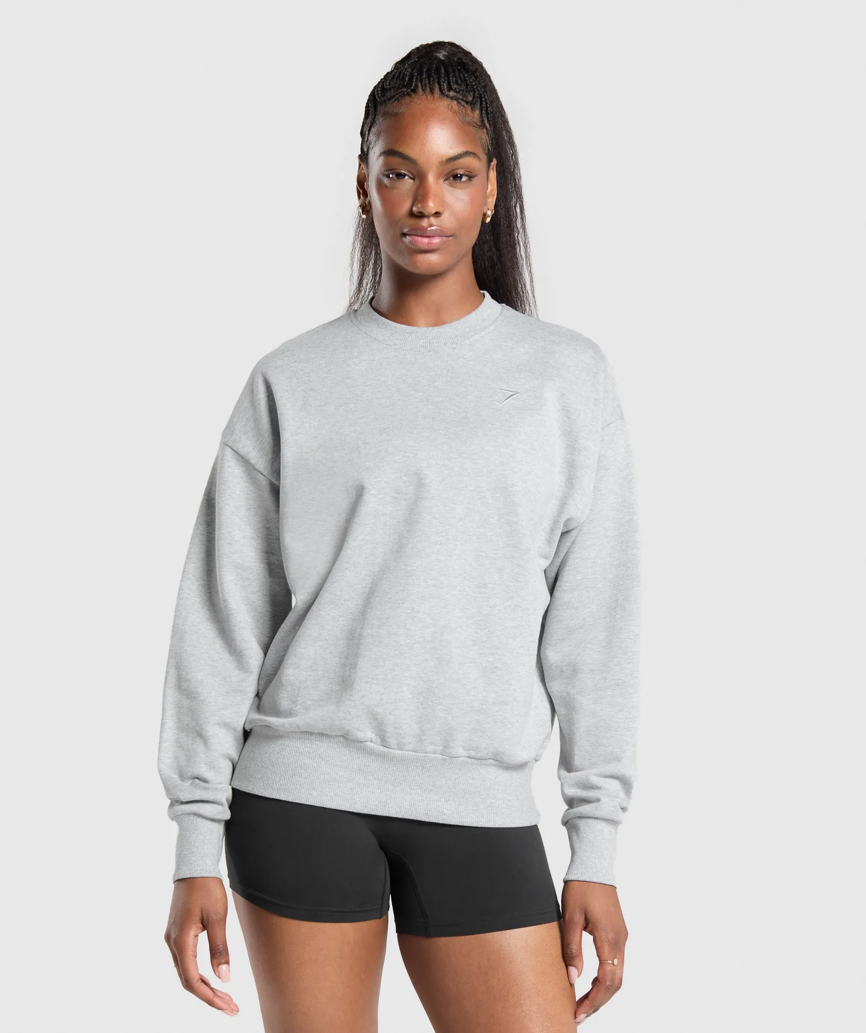 Gymshark Rest Day Sweats Oversized Crew - Light Grey Core Marl sold by Gymshark