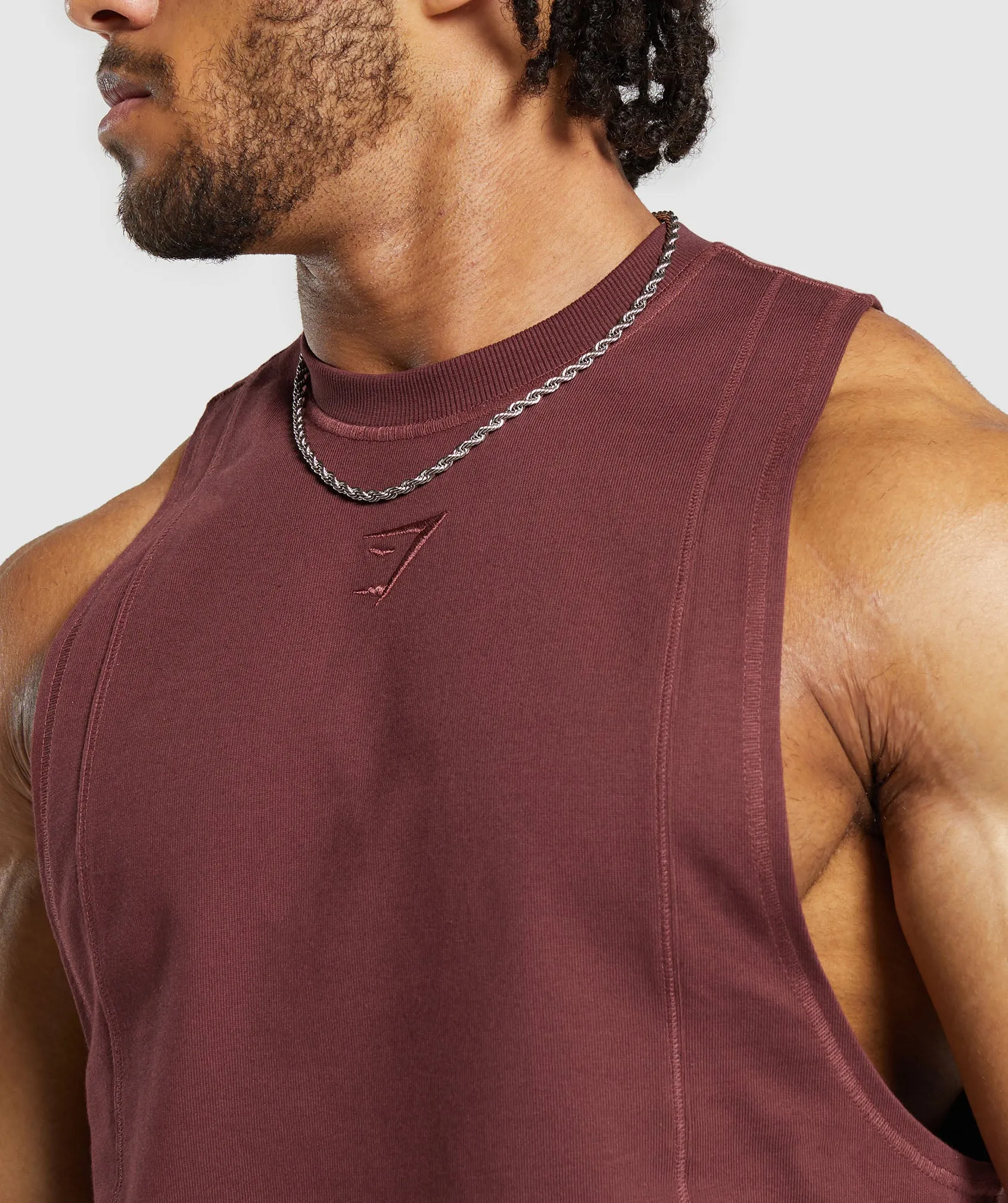 Gymshark Premium Lifting Drop Arm Tank - Burgundy Brown sold by Gymshark product image thumbnail 5