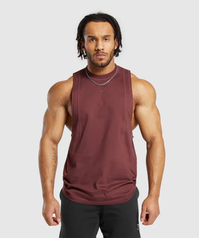 Gymshark Premium Lifting Drop Arm Tank - Burgundy Brown sold by Gymshark
