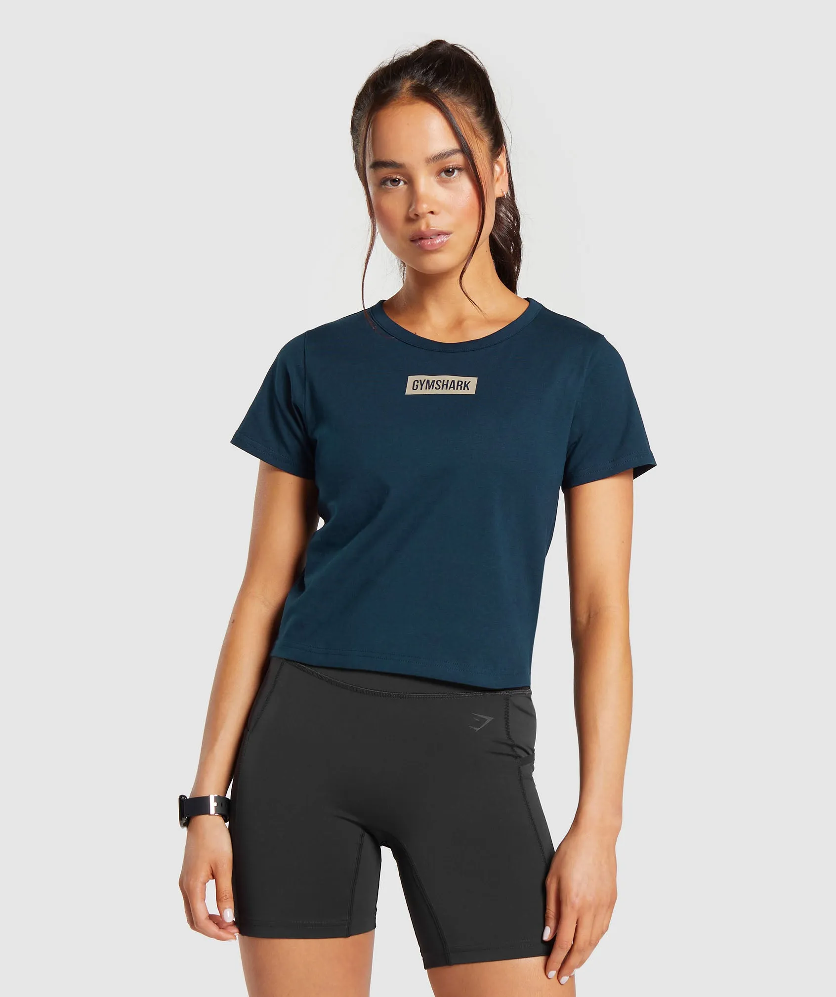 Gymshark Block Crop Top - Navy sold by Gymshark