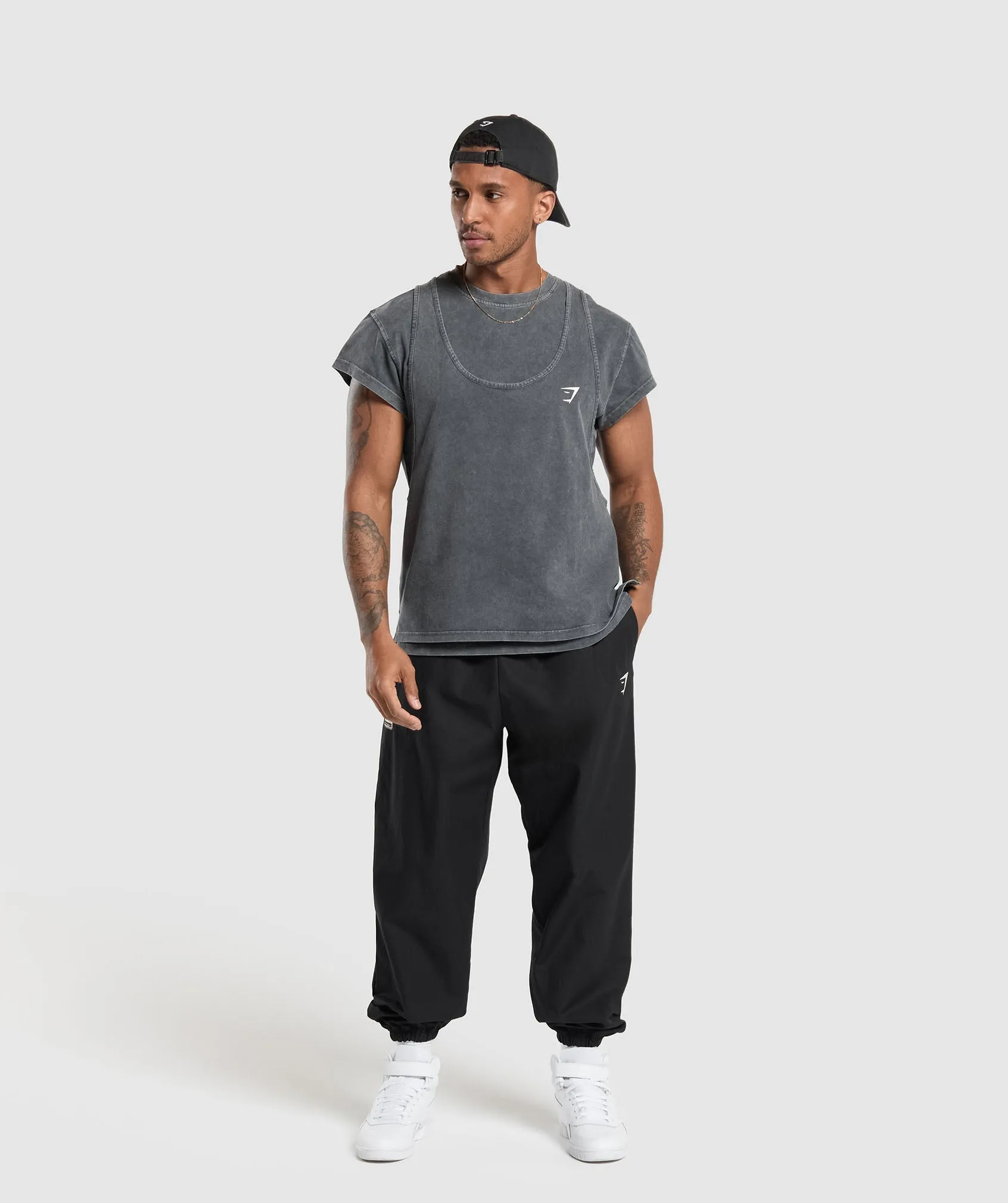 Gymshark Washed Double Layer T-Shirt - Black sold by Gymshark product image thumbnail 4