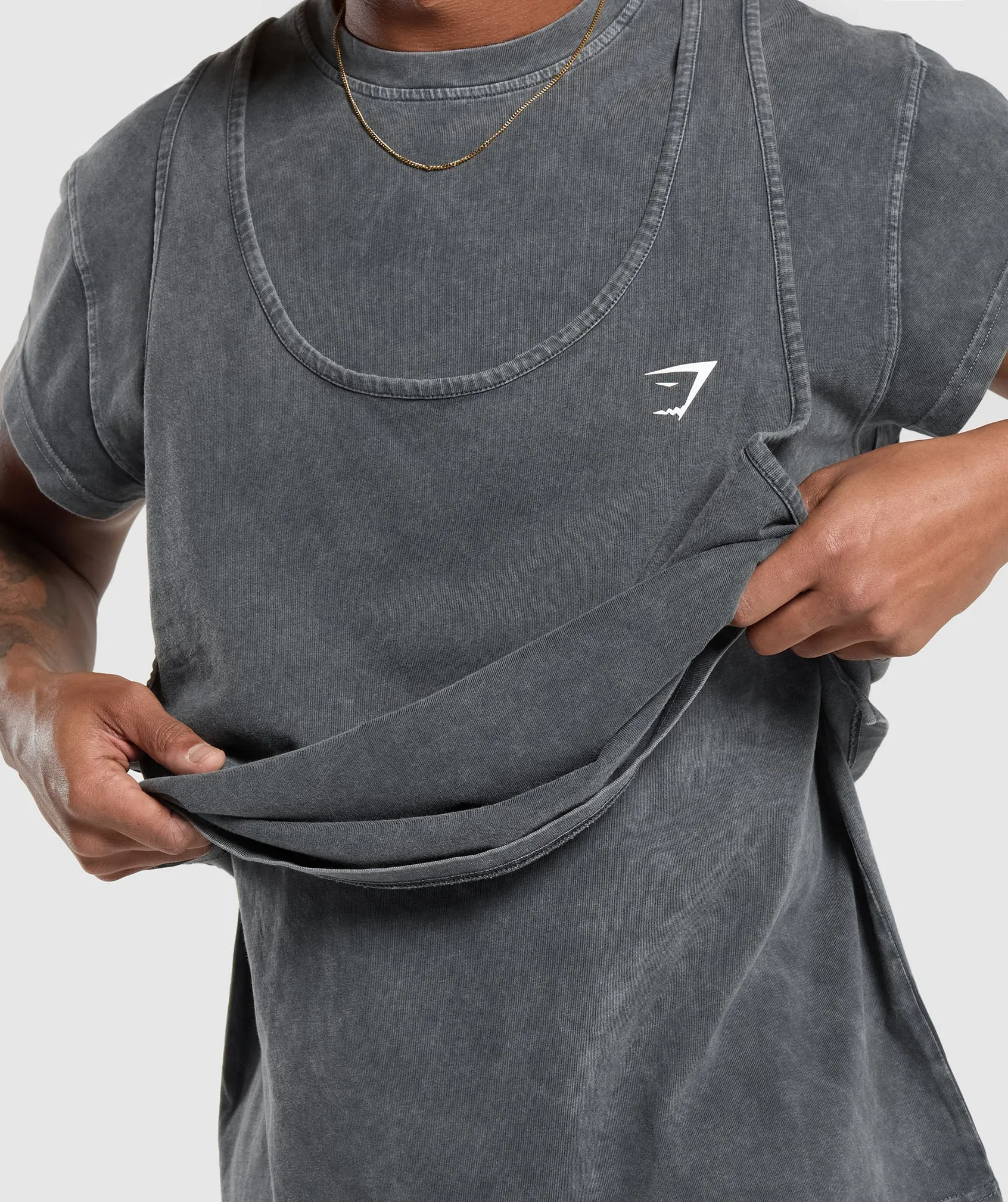 Gymshark Washed Double Layer T-Shirt - Black sold by Gymshark product image thumbnail 5