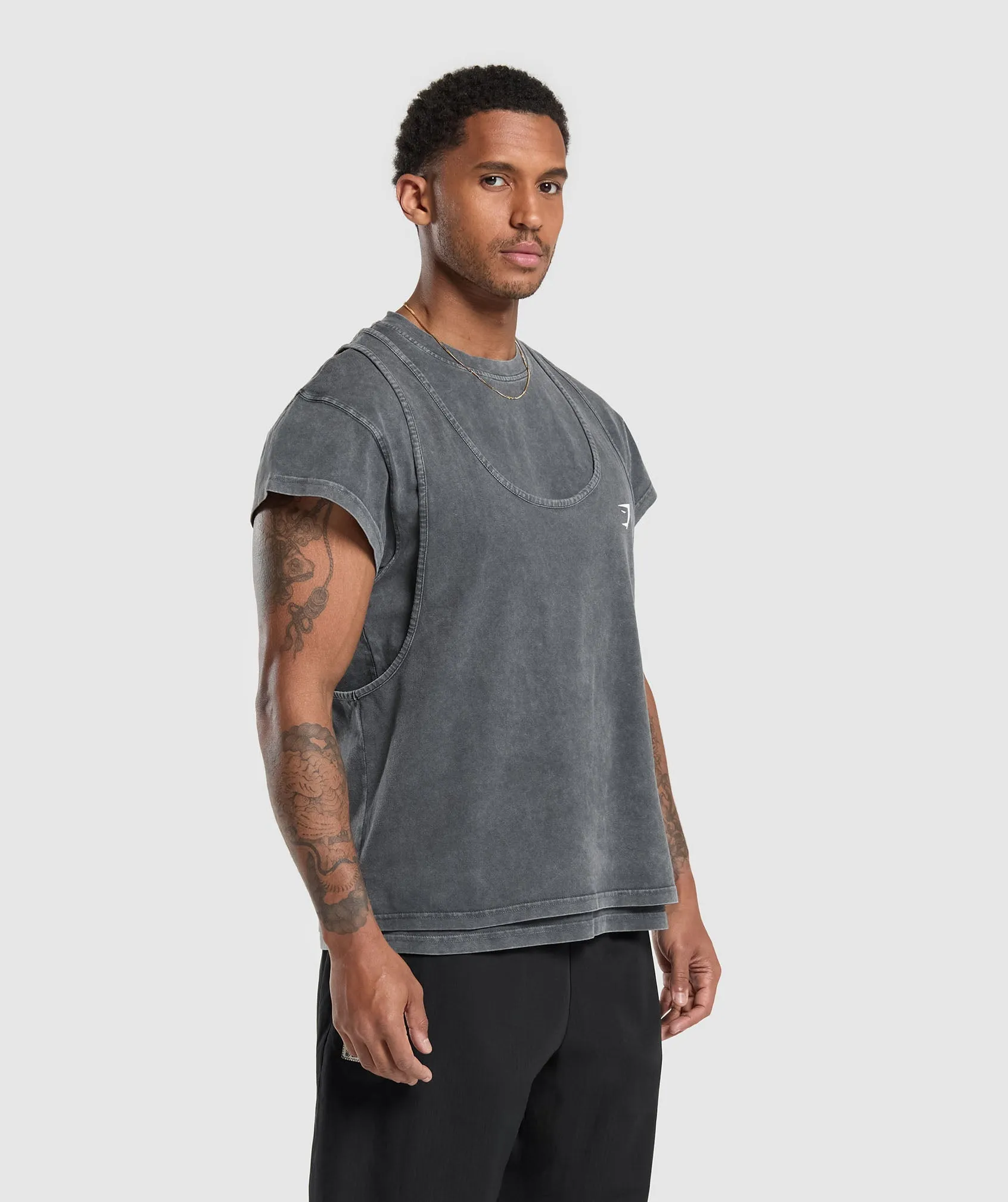 Gymshark Washed Double Layer T-Shirt - Black sold by Gymshark product image thumbnail 3