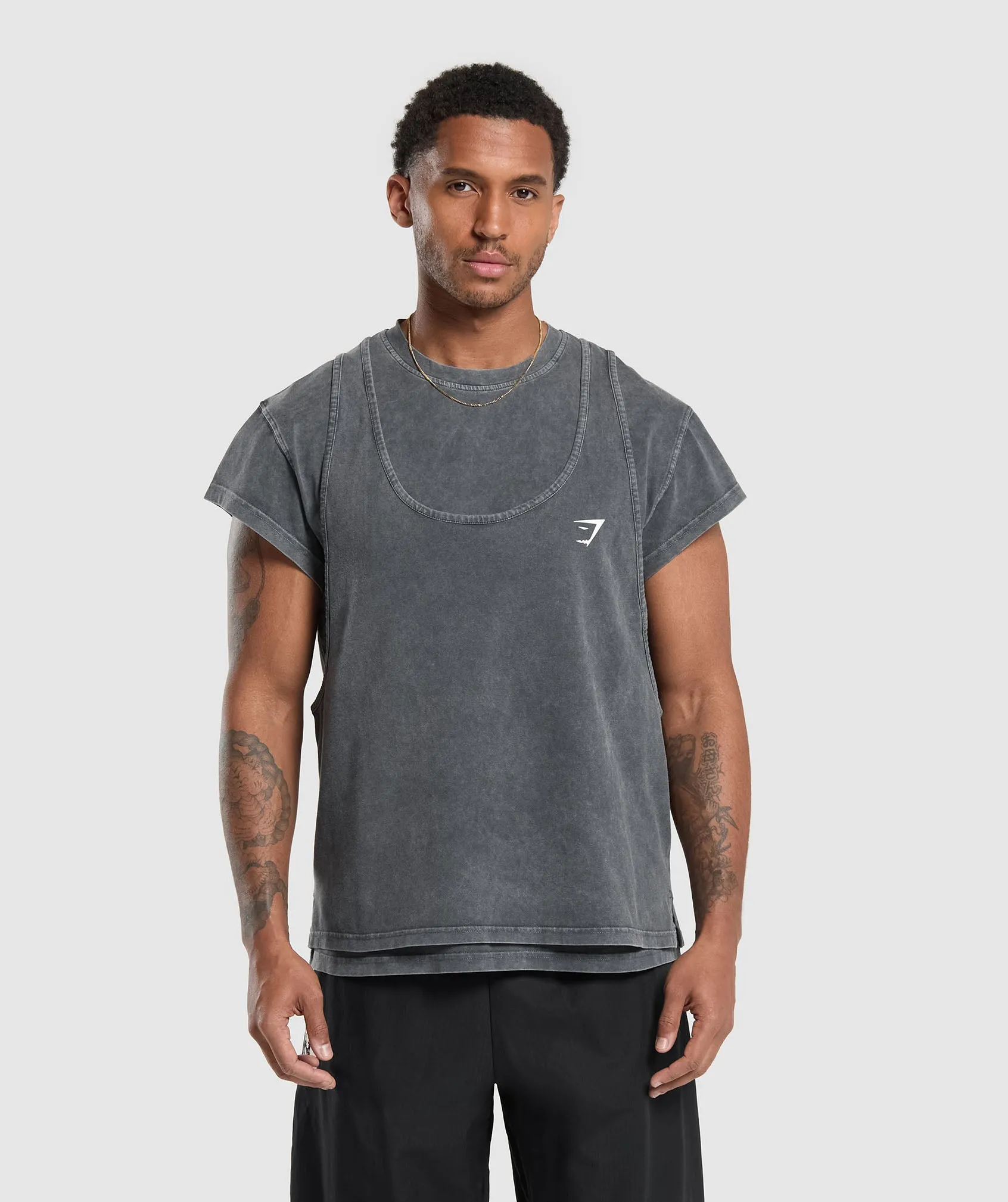Gymshark Washed Double Layer T-Shirt - Black sold by Gymshark
