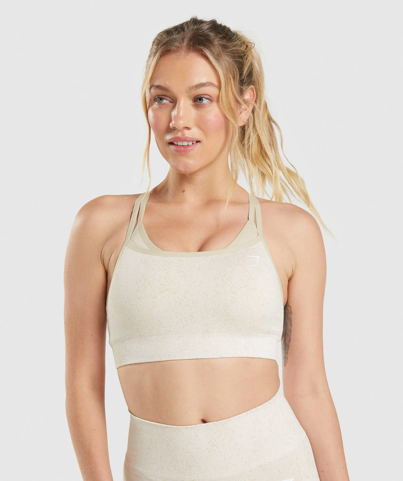 Gymshark Adapt Fleck Seamless Sports Bra - Mineral | Coconut White sold by Gymshark
