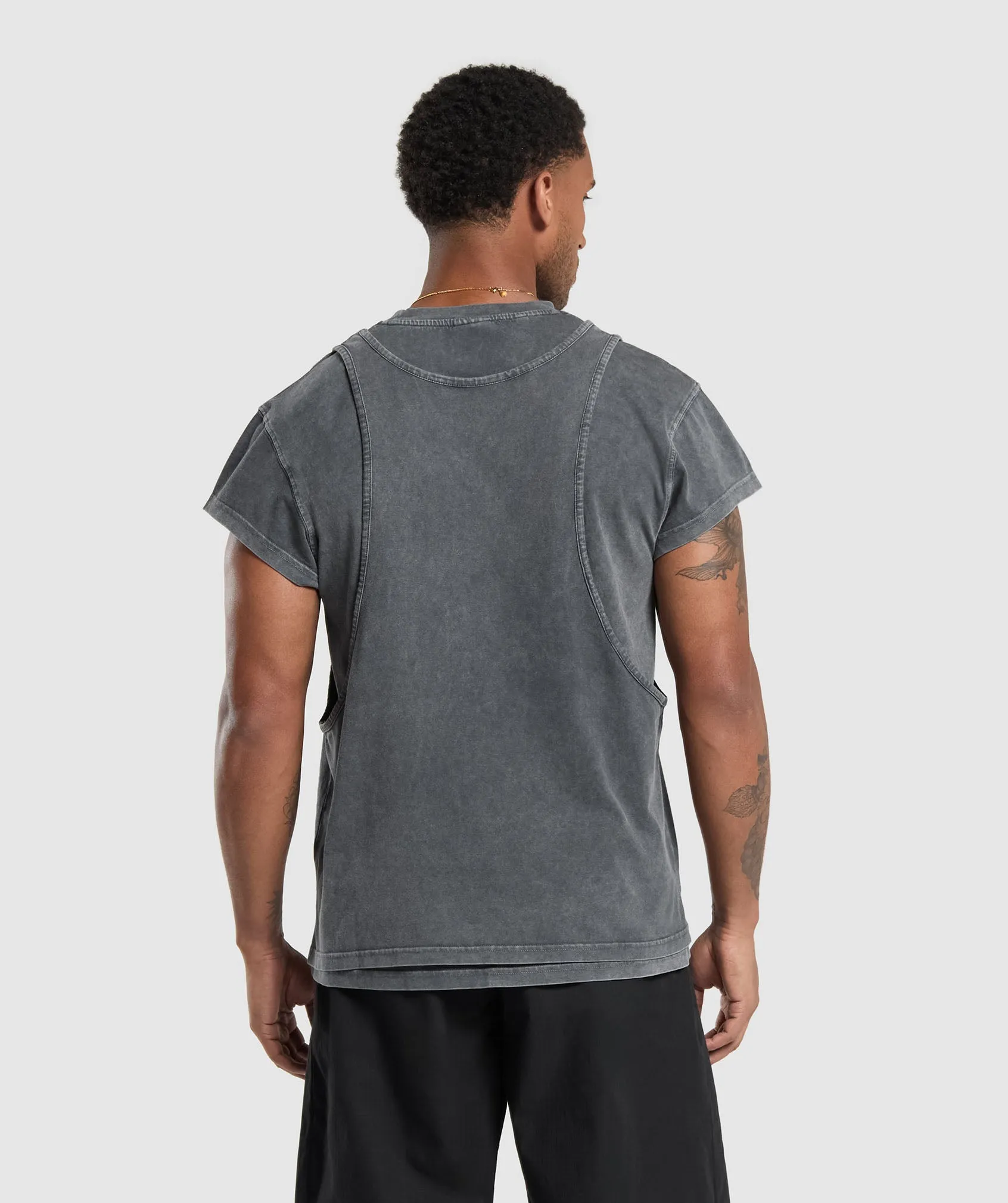 Gymshark Washed Double Layer T-Shirt - Black sold by Gymshark product image thumbnail 2