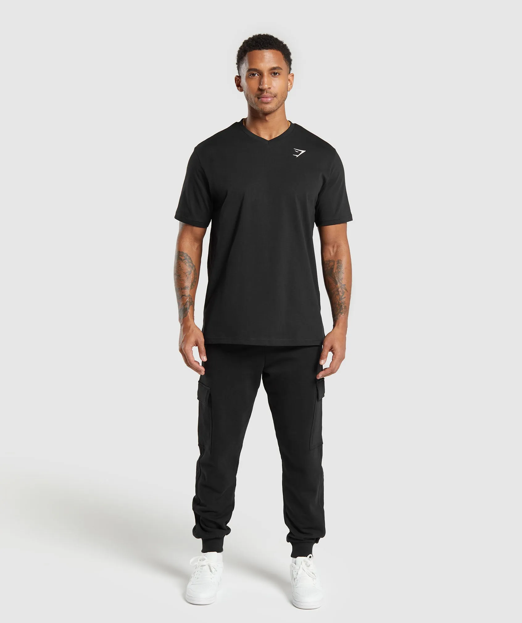 Gymshark Crest V-Neck T Shirt - Black sold by Gymshark product image thumbnail 4
