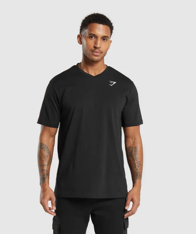Gymshark Crest V-Neck T Shirt - Black sold by Gymshark