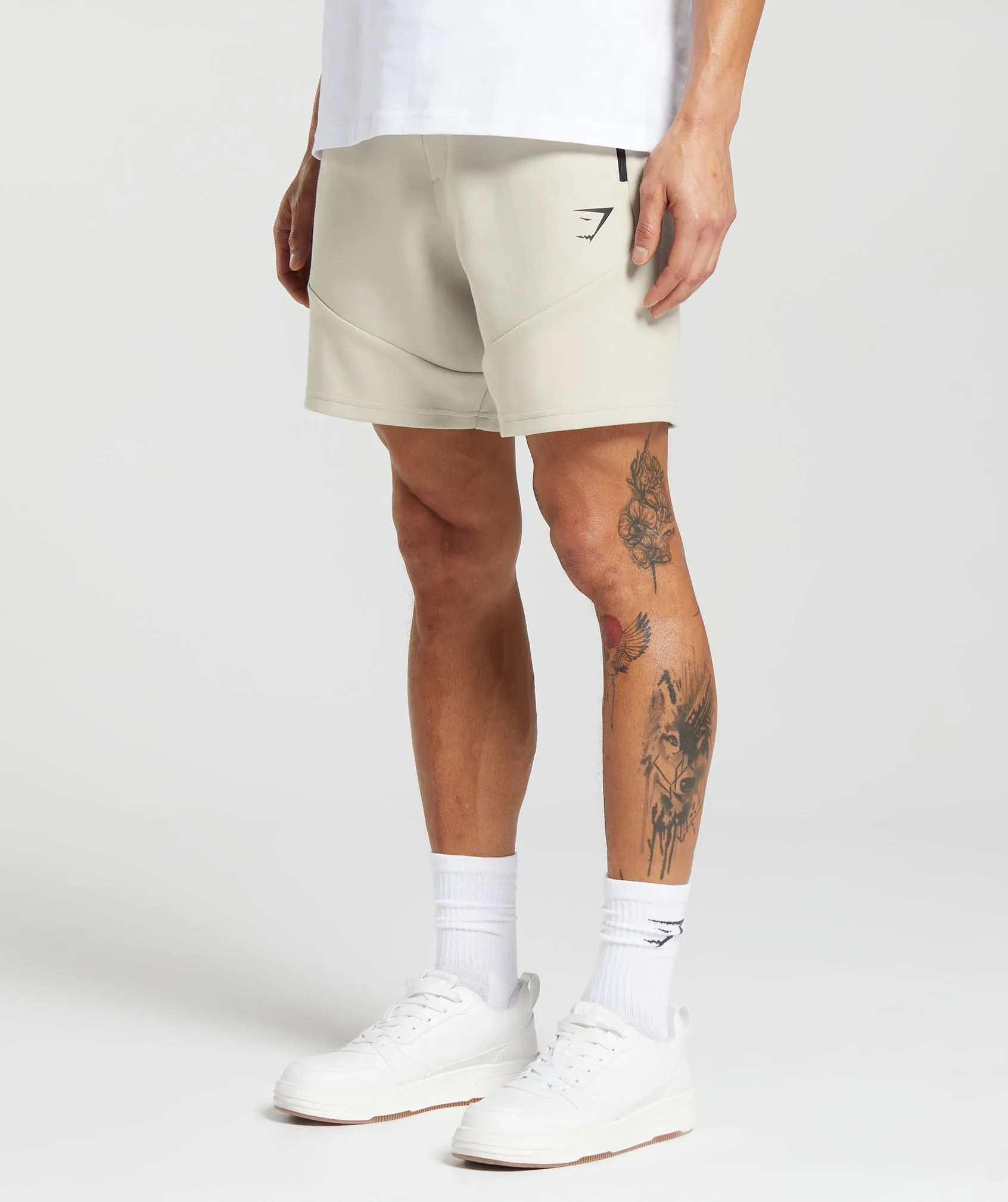 Gymshark Interlock Tech 6" Shorts - Pebble Grey sold by Gymshark product image thumbnail 3