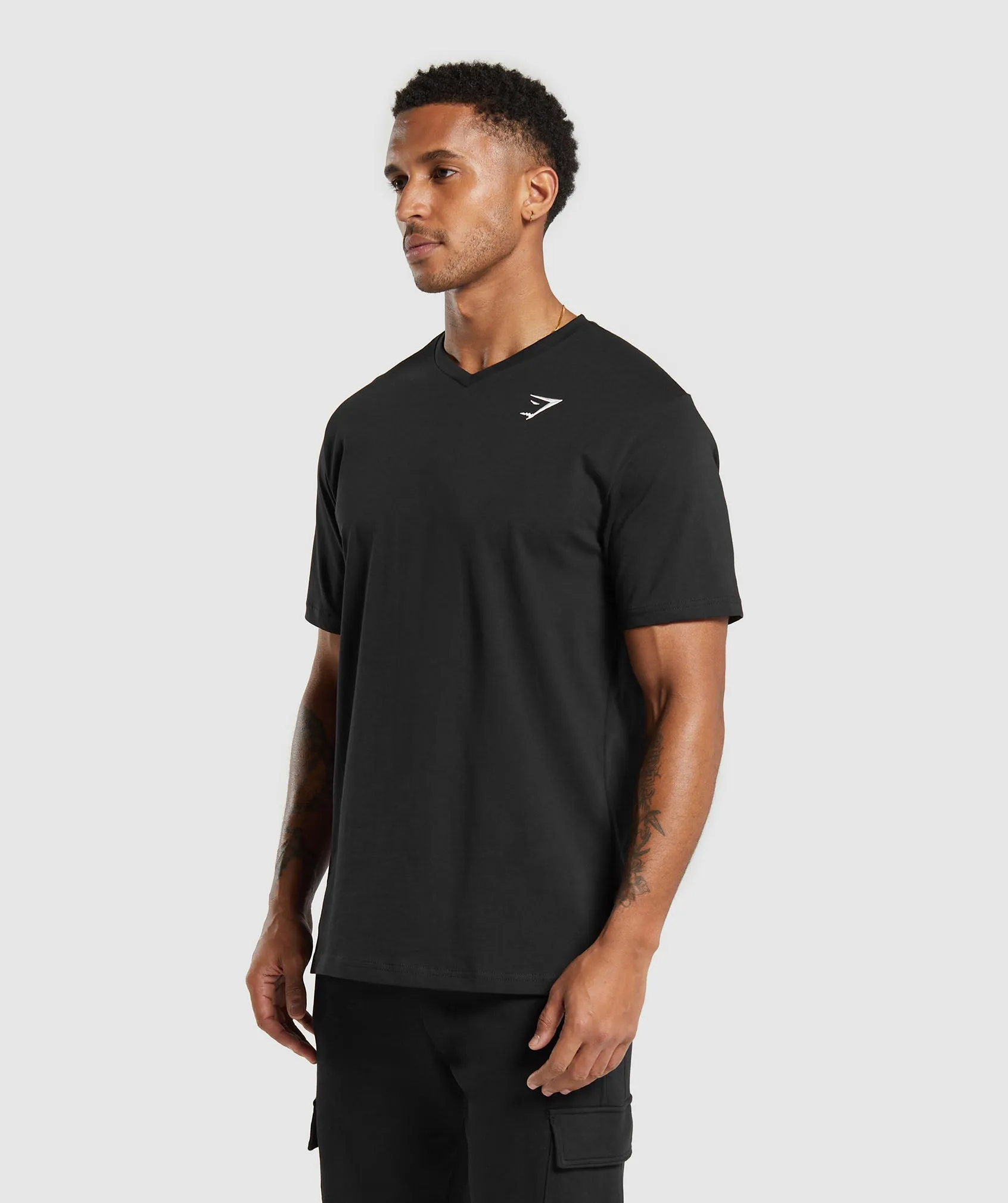 Gymshark Crest V-Neck T Shirt - Black sold by Gymshark product image thumbnail 3