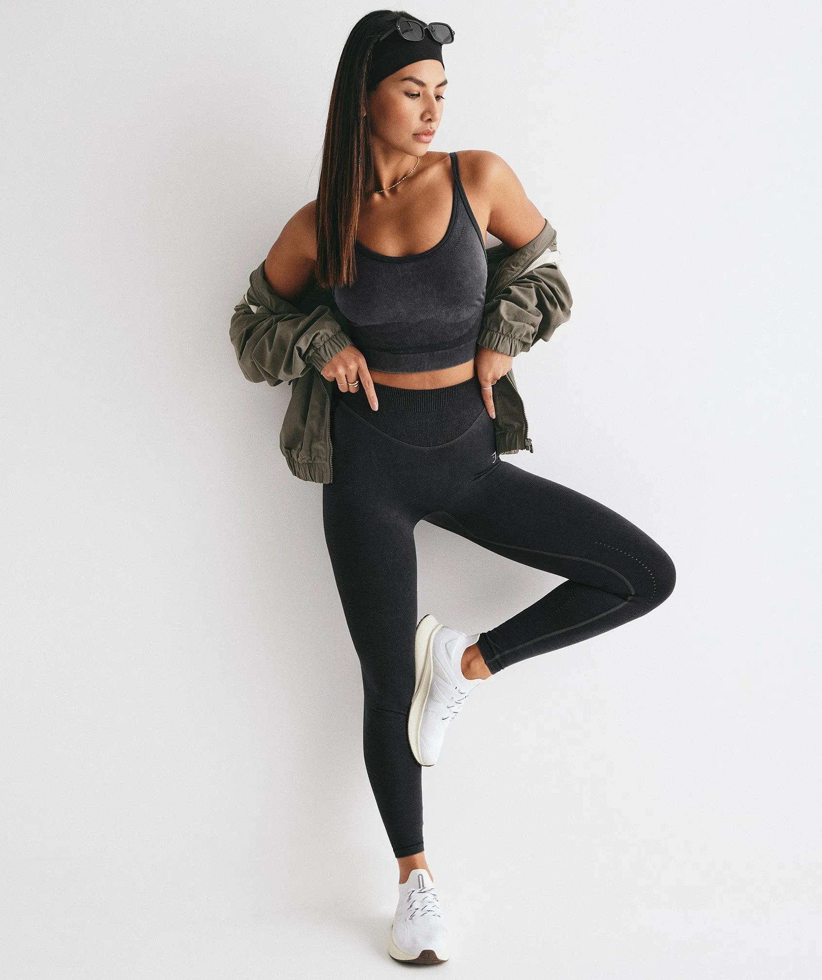 Gymshark Sweat Seamless Washed Midi Tank - Black sold by Gymshark product image thumbnail 4