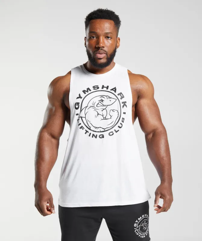 Gymshark Legacy Drop Arm Tank - White sold by Gymshark