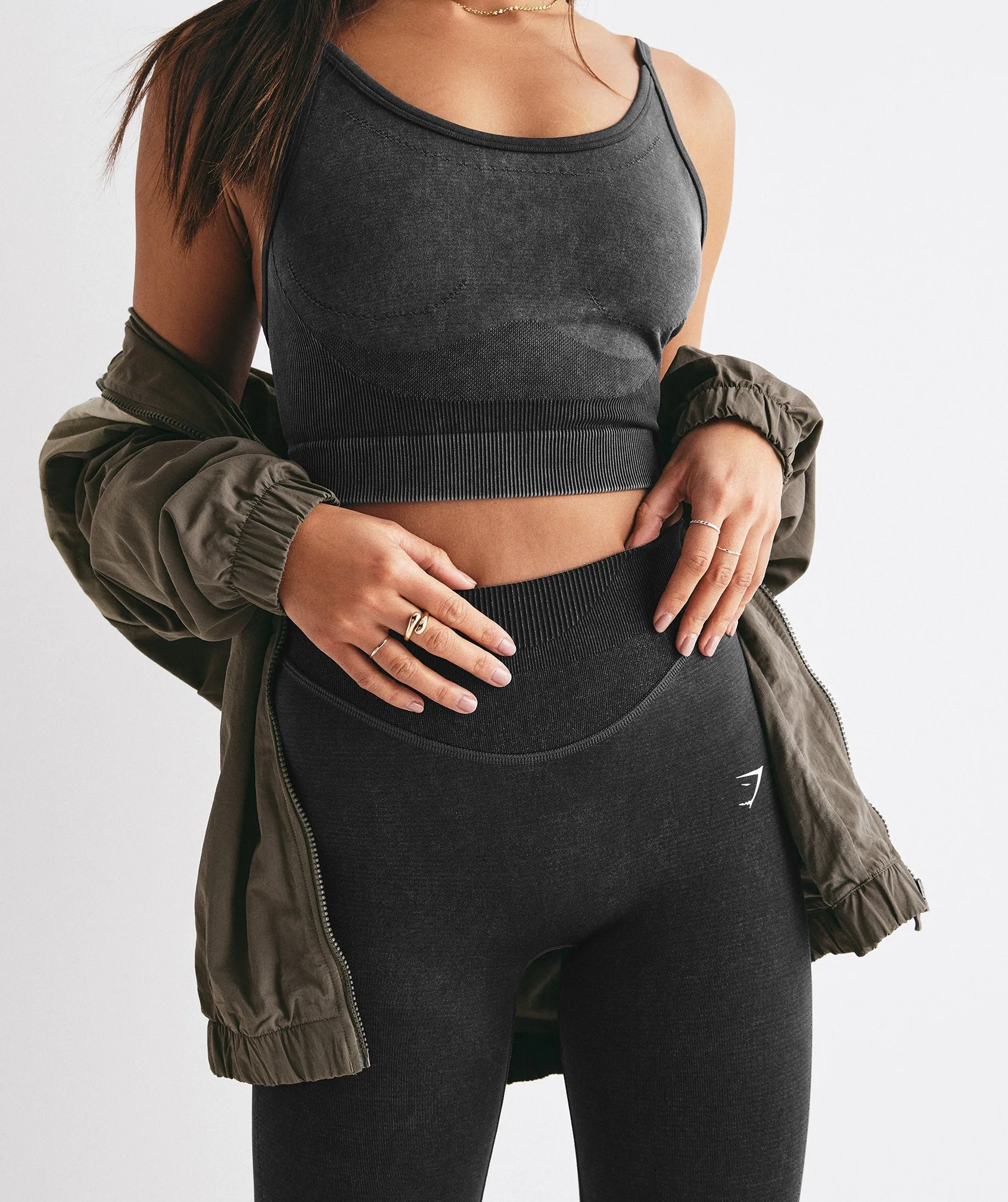 Gymshark Sweat Seamless Washed Midi Tank - Black sold by Gymshark product image thumbnail 5