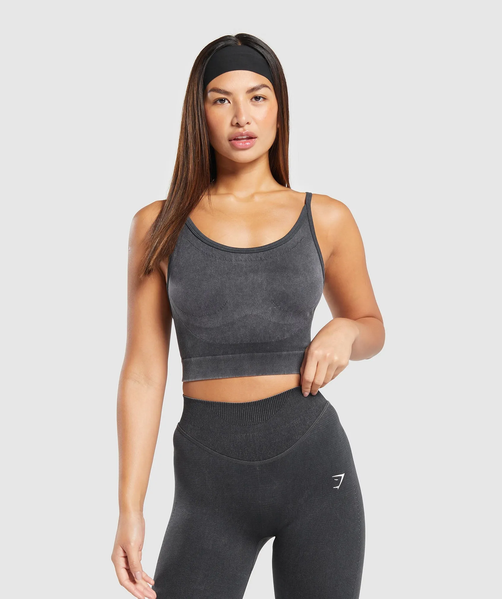 Gymshark Sweat Seamless Washed Midi Tank - Black sold by Gymshark
