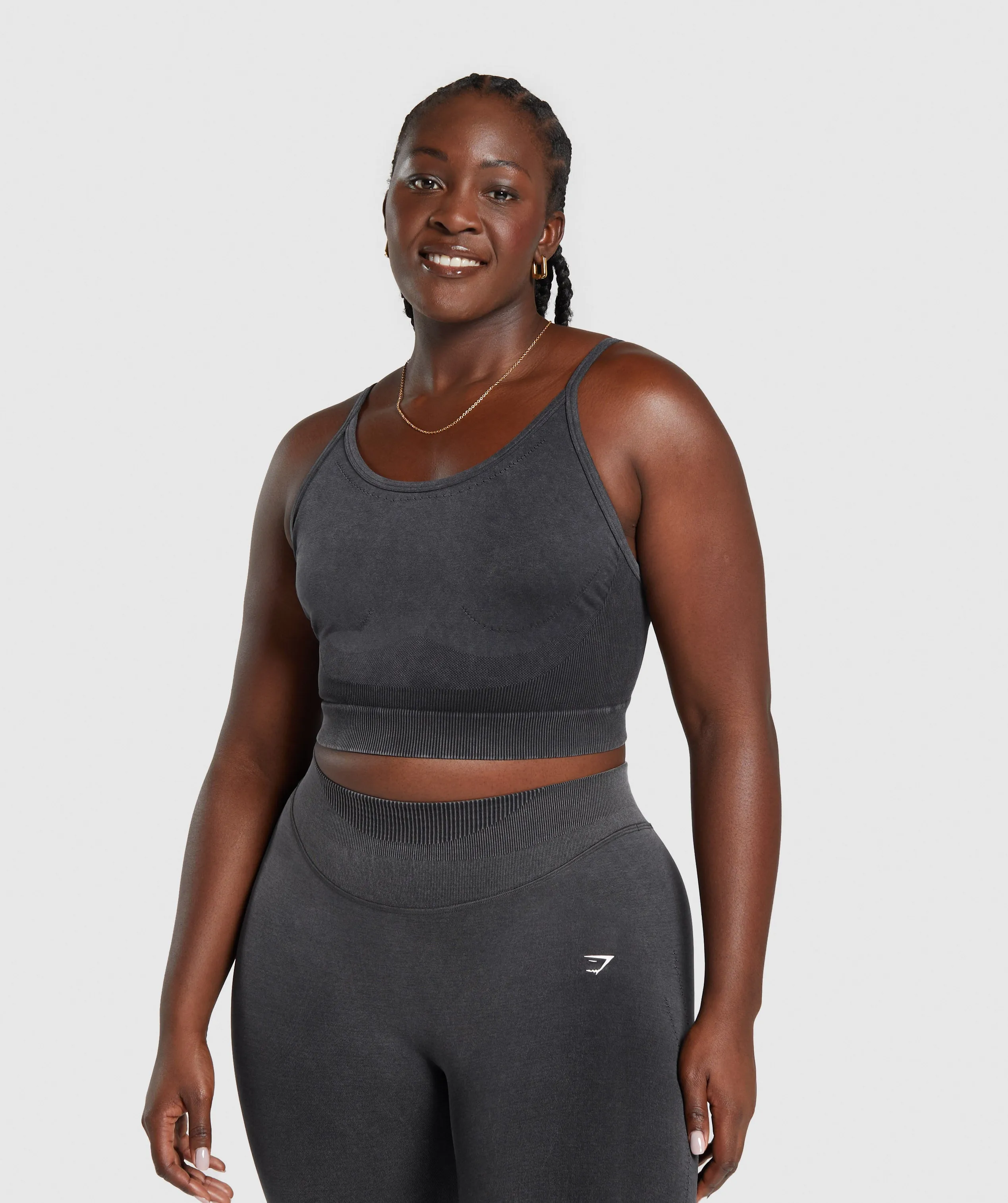 Gymshark Sweat Seamless Washed Midi Tank - Black sold by Gymshark product image thumbnail 3