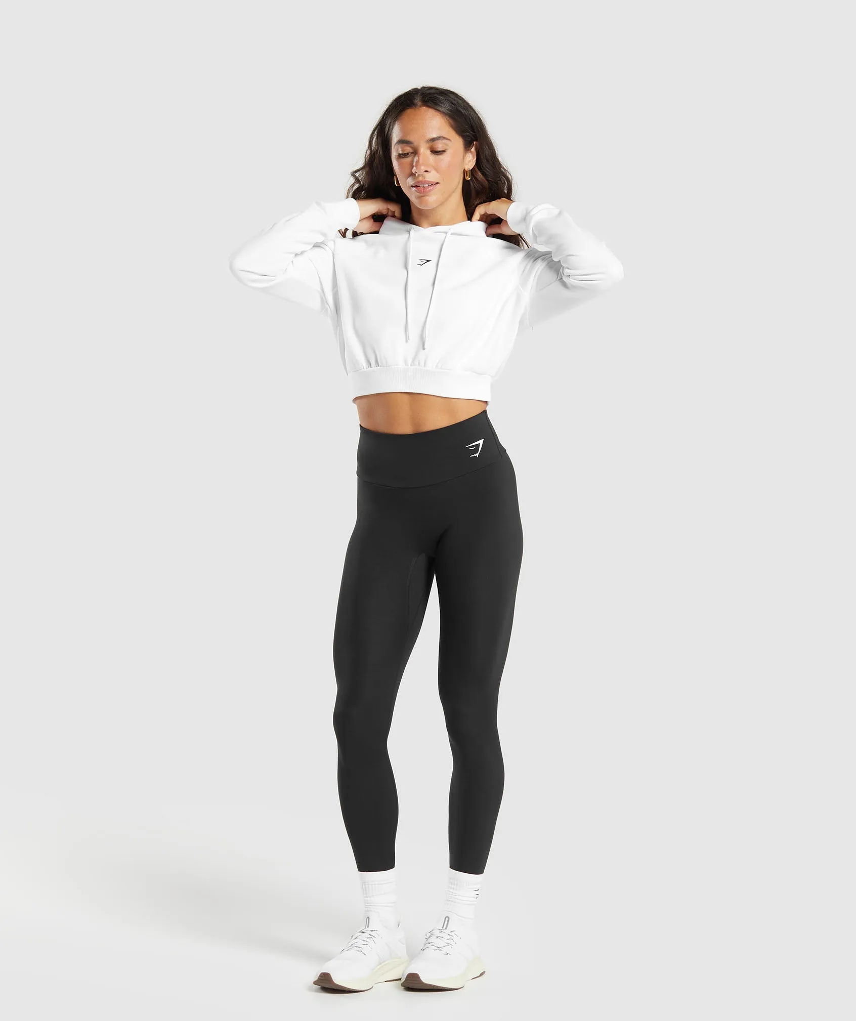 Gymshark Training Fleece Cropped Hoodie - White sold by Gymshark product image thumbnail 4
